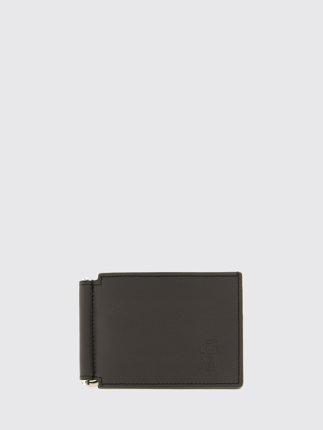 BRUNELLO CUCINELLI 지갑: BRUNELLO CUCINELLI 머니 클립이 있는 카프스킨 바이폴드 지갑, 브라운 - Img 1