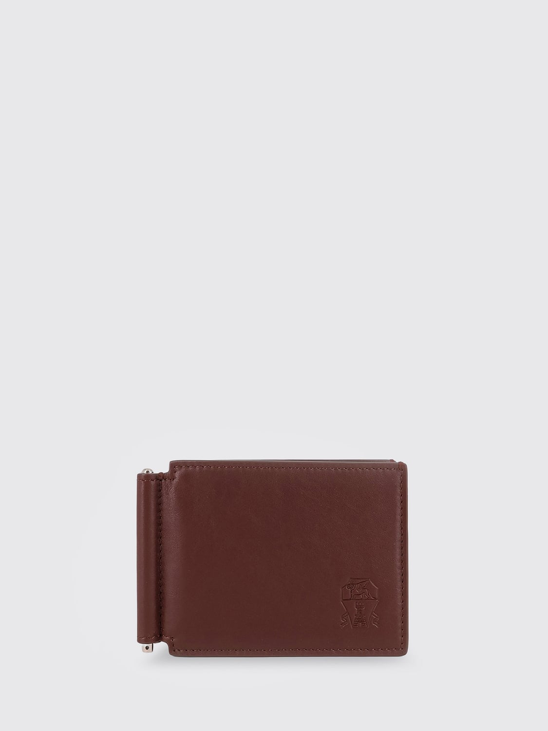 BRUNELLO CUCINELLI WALLET: Brunello Cucinelli Calfskin Bifold Wallet with Money Clip, Burnt - Img 1