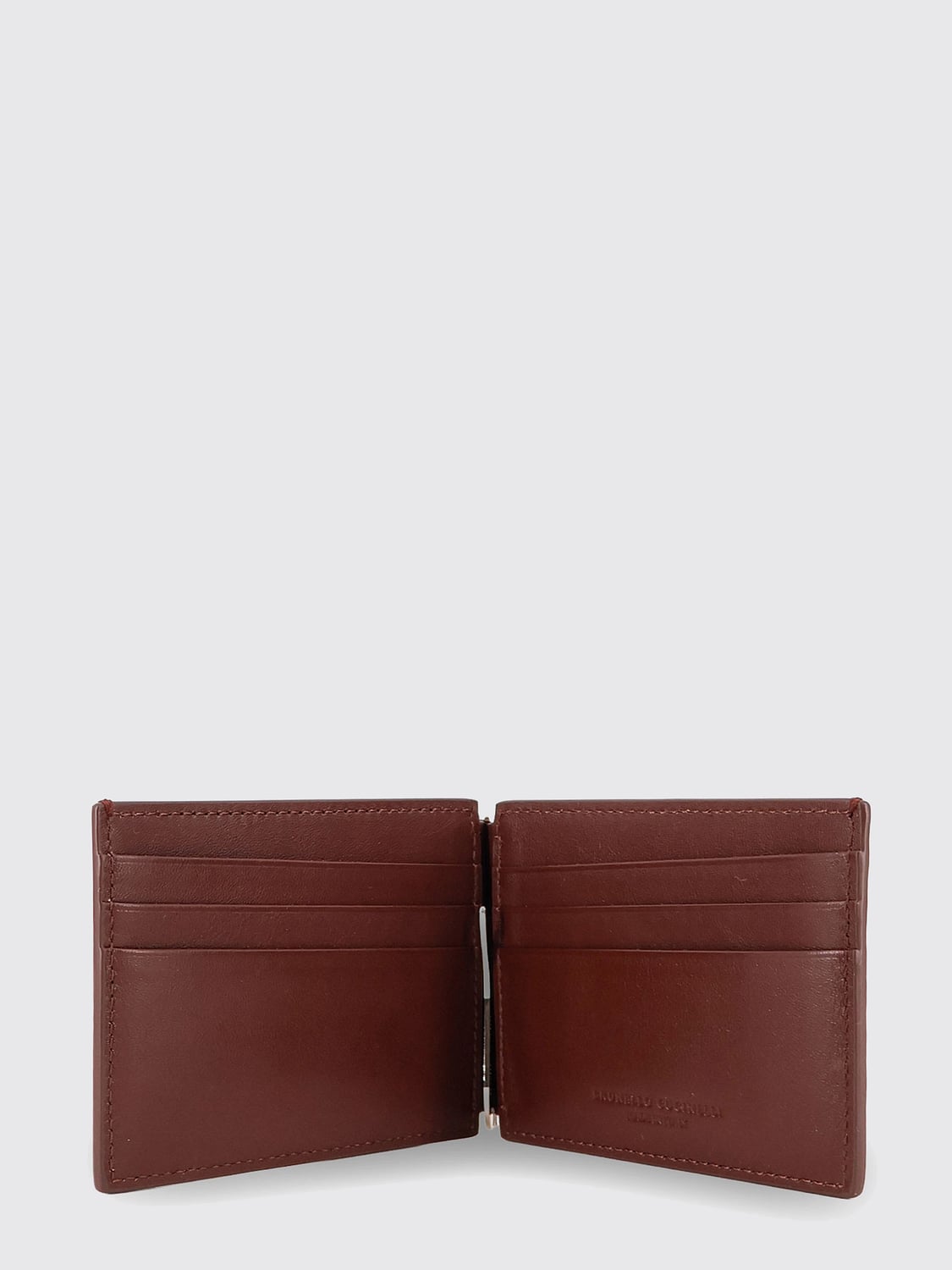BRUNELLO CUCINELLI WALLET: Brunello Cucinelli Calfskin Bifold Wallet with Money Clip, Burnt - Img 2