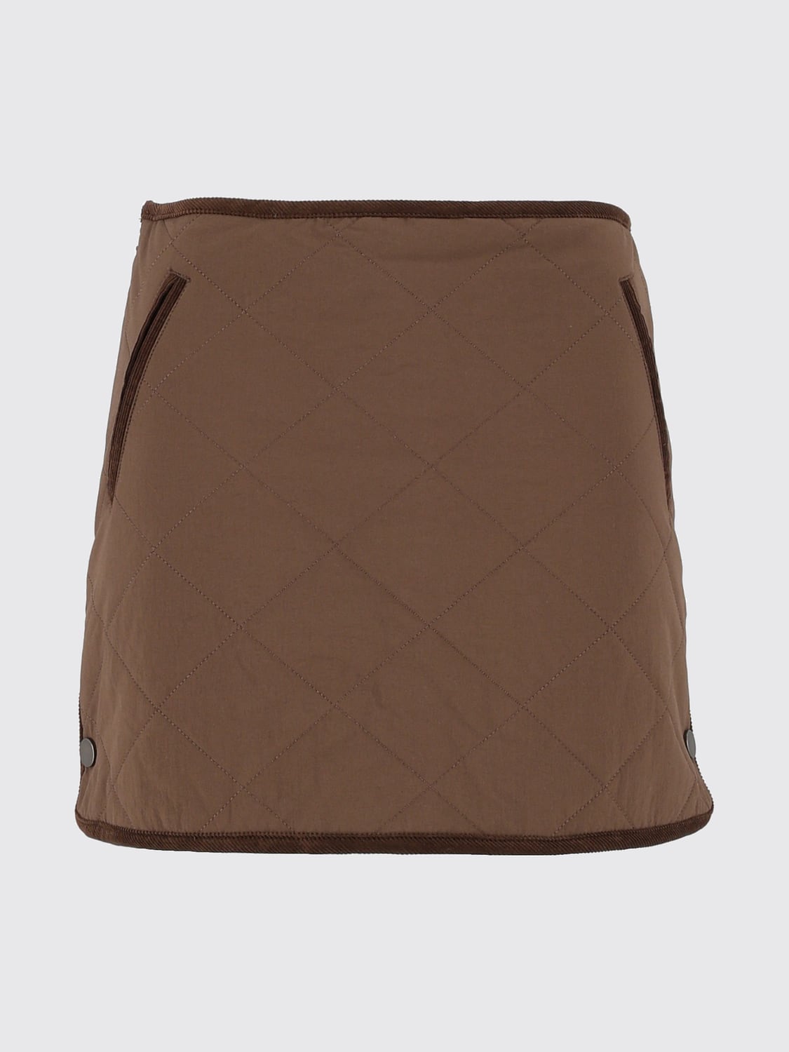 ELEH GONNA: Minigonna tubino Eleh trapuntata in nylon stretch a vita media, Marrone - Img 2