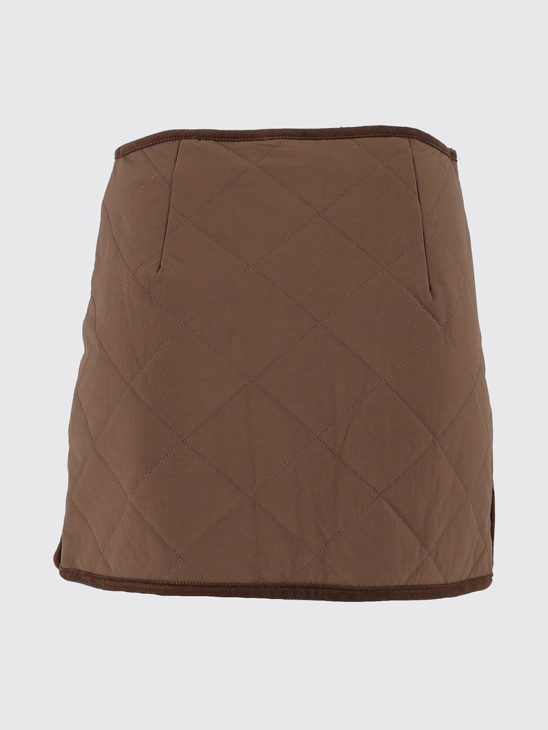 ELEH GONNA: Minigonna tubino Eleh trapuntata in nylon stretch a vita media, Marrone - Img 3