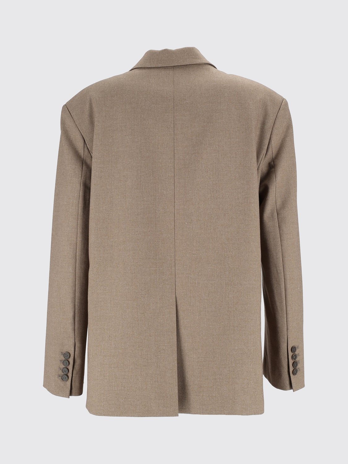 ELEH JACKET: Eleh Single-Breasted Blazer in Polyester Blend with Lapels and Flap Pockets, Mud - Img 3