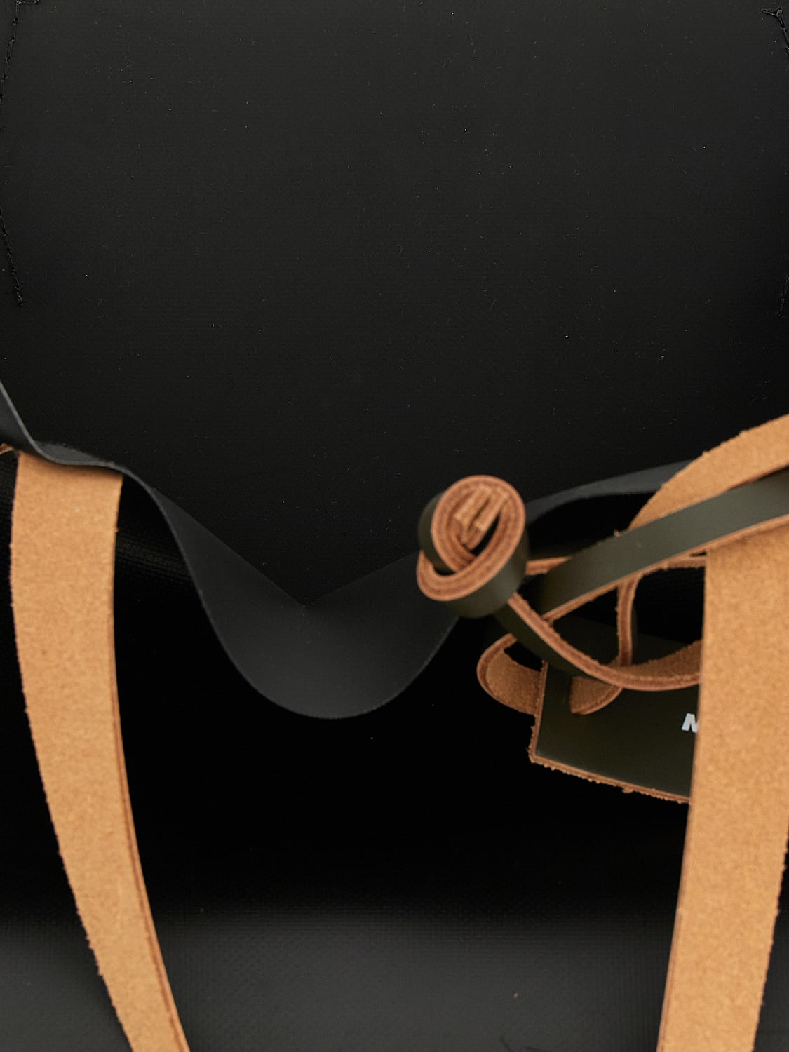 MARNI BORSA A TRACOLLA: Borsa shopping Marni in PVC con logo a contrasto e doppi manici in pelle, Nero - Img 4