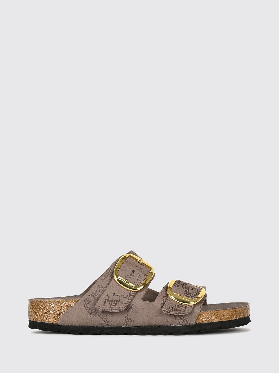 BIRKENSTOCK ヒールサンダル: Birkenstock Arizona Big Buckle パイソンエフェクトプリント フラットサンダル, ダブグレー - Img 1