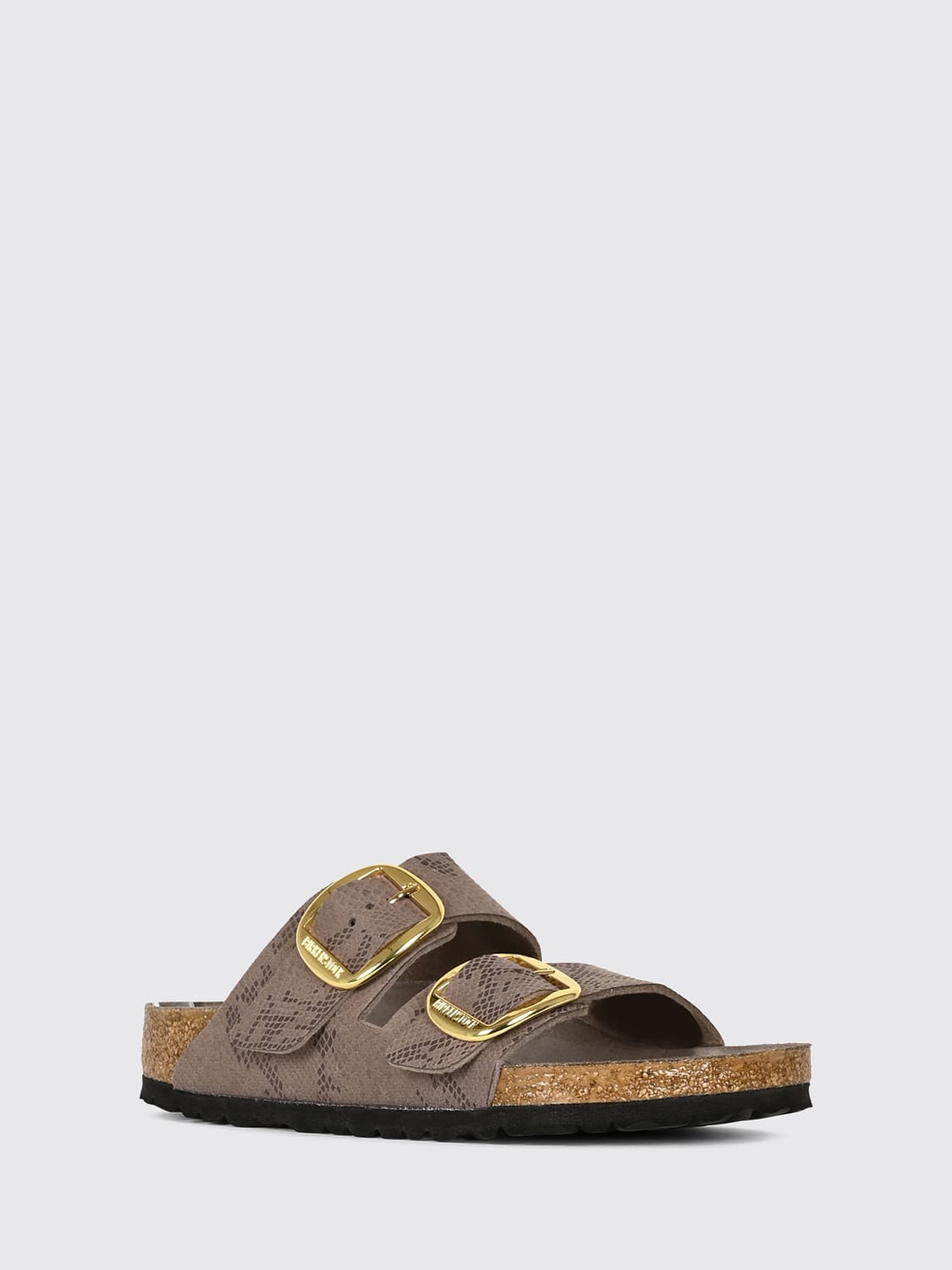 BIRKENSTOCK ヒールサンダル: Birkenstock Arizona Big Buckle パイソンエフェクトプリント フラットサンダル, ダブグレー - Img 2