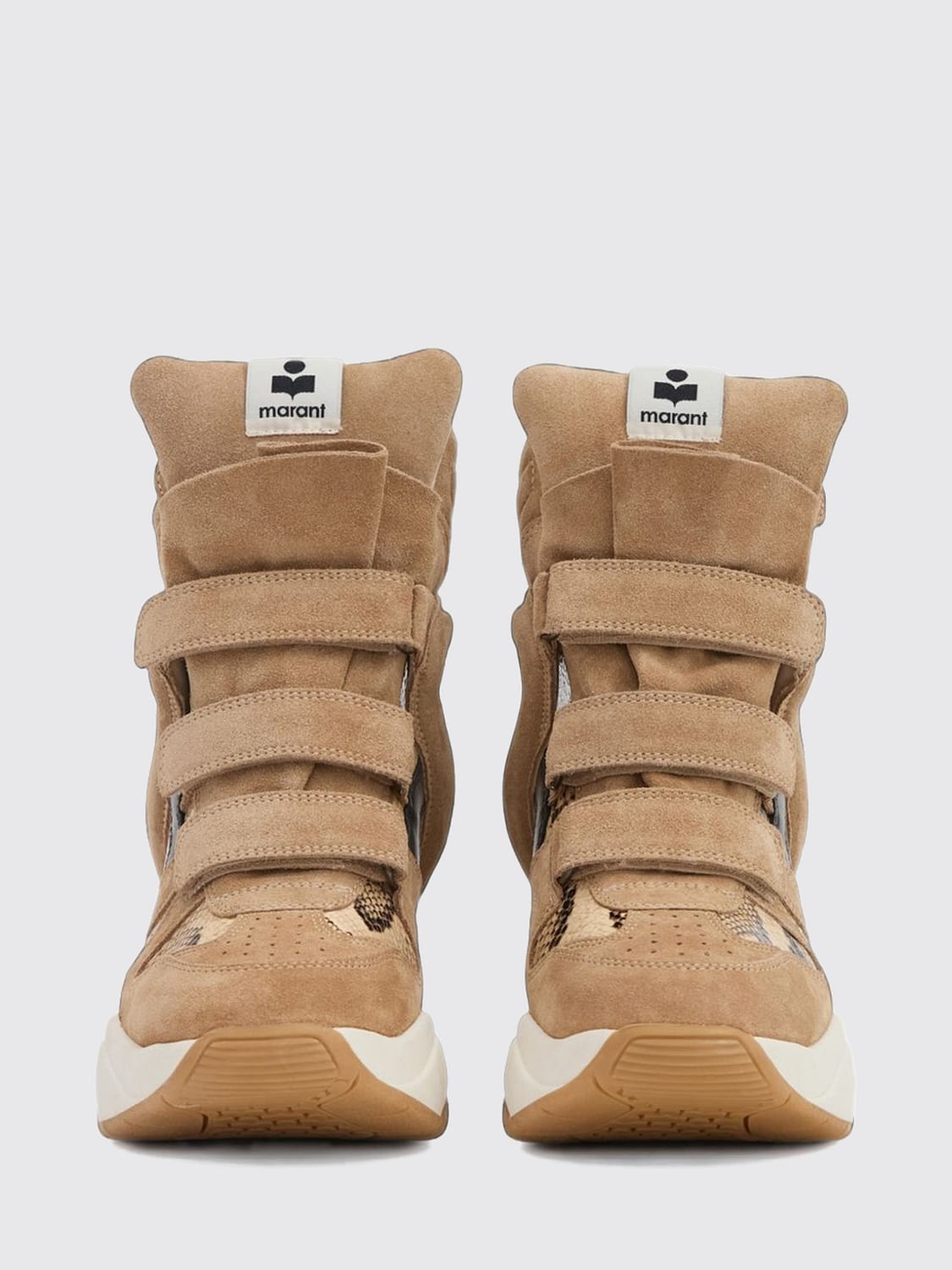 ISABEL MARANT SNEAKERS: Sneakers con zeppa Balskee Isabel Marant in pelle e suede effetto pitone, Cammello - Img 4