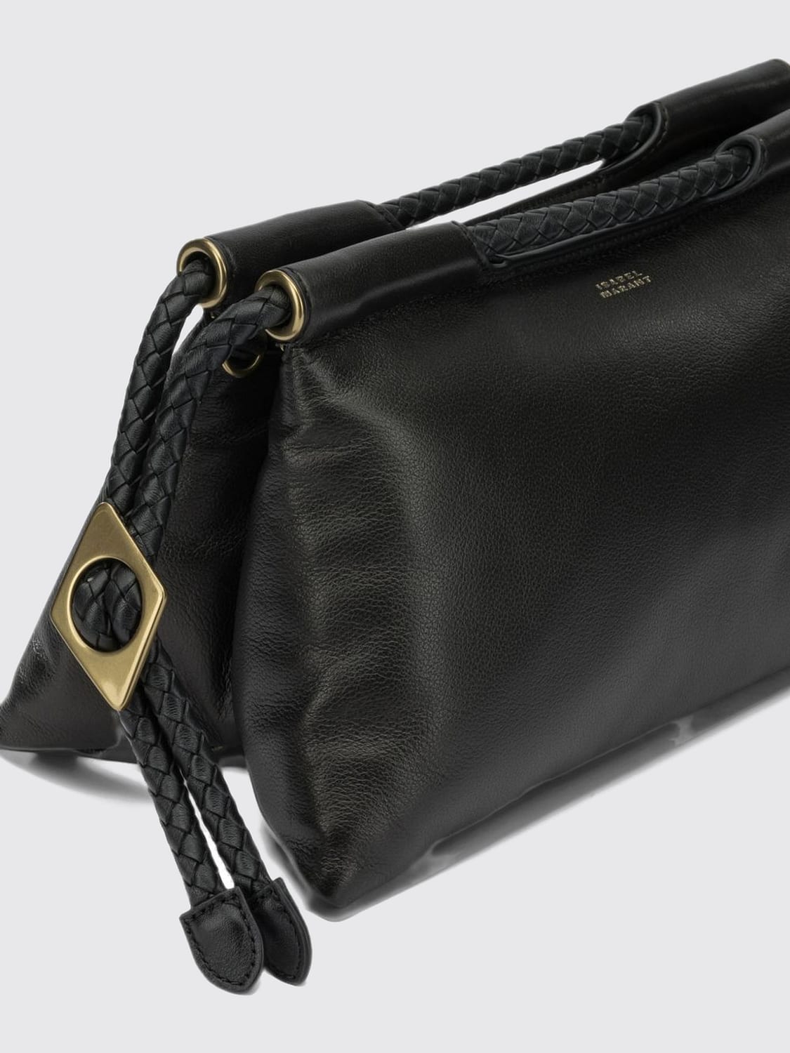 ISABEL MARANT HANDBAG: Pipa Lambskin Handbag Isabel Marant with Double Braided Handle, Black - Img 4