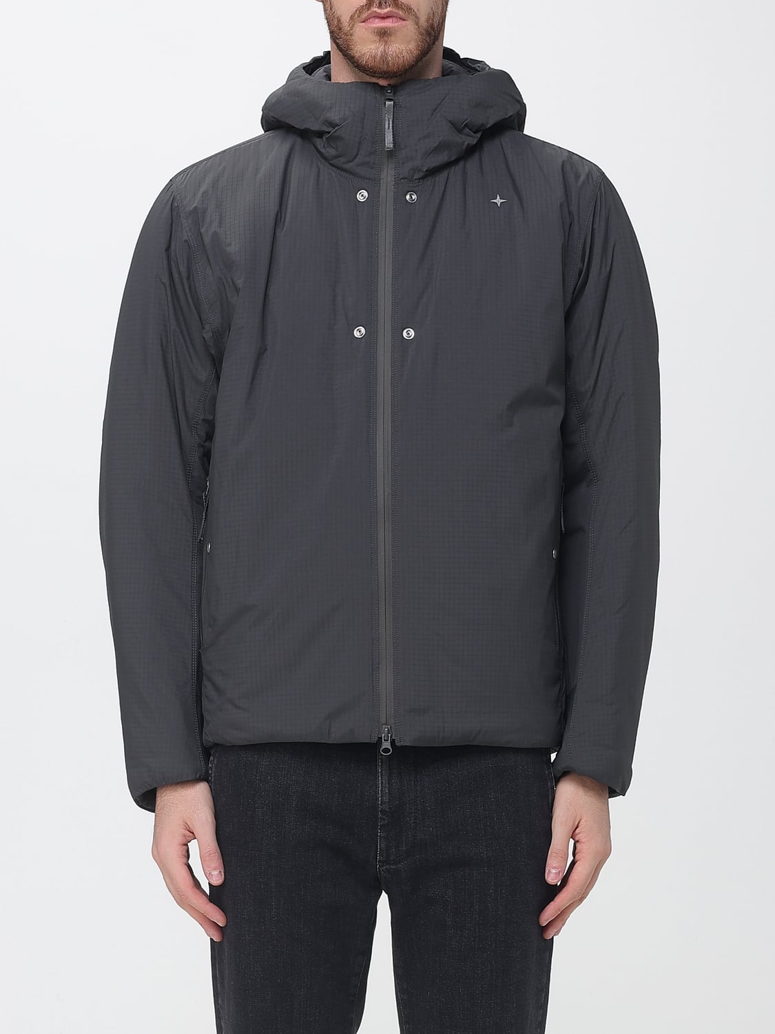 STONE ISLAND JACKET: Stone Island Hooded Ripstop Nylon Jacket with PrimaLoft® Padding, Black - Img 1