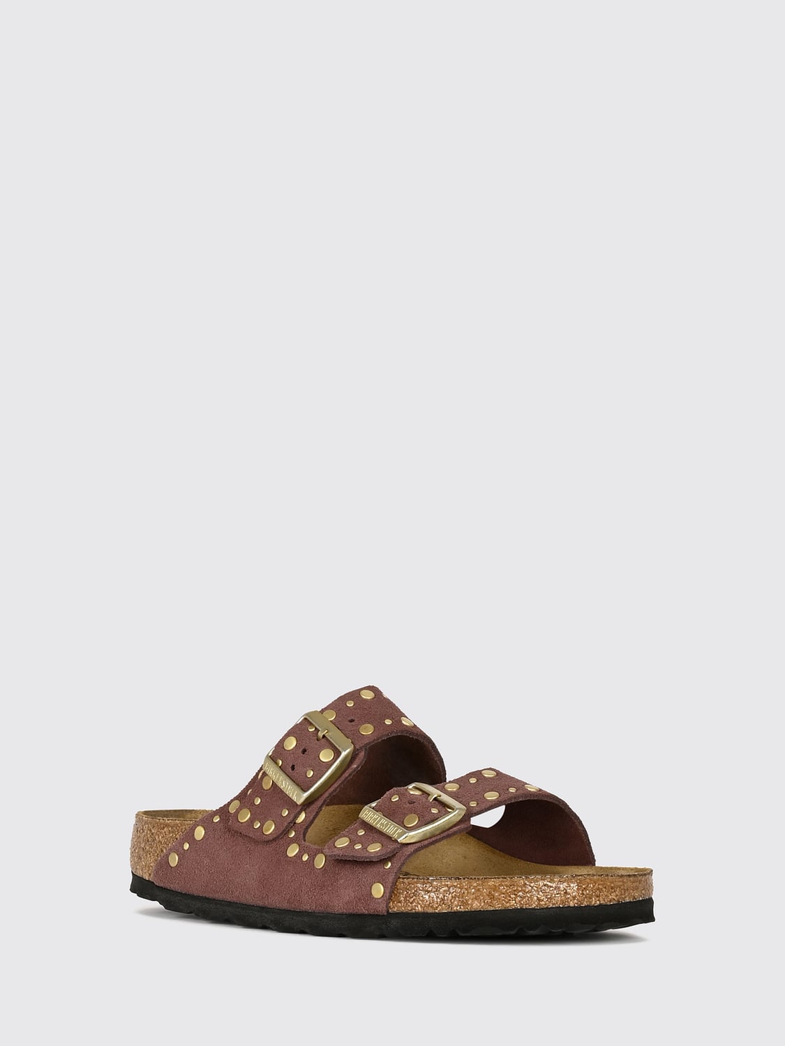 BIRKENSTOCK ヒールサンダル: BIRKENSTOCK アニマルプリント ポニーヘア リベット付きアリゾナサンダル, グレー - Img 2
