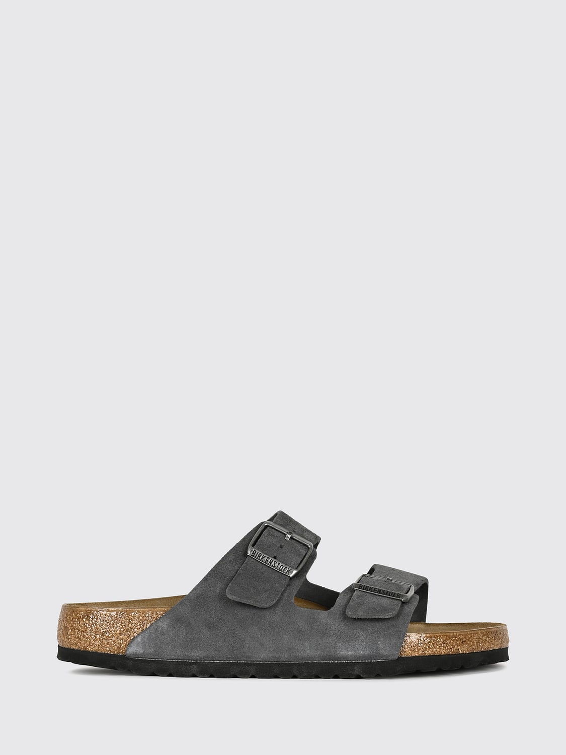 BIRKENSTOCK SANDALI: Sandali Arizona Birkenstock in pelle scamosciata con doppia fibbia, Nero - Img 1