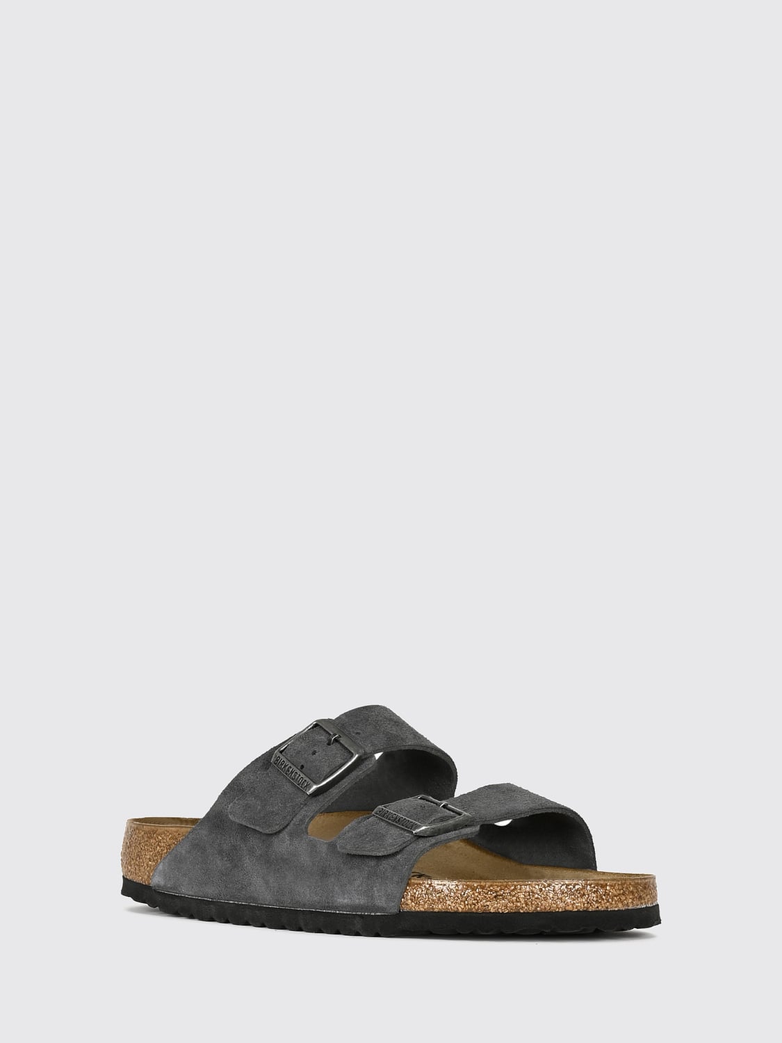 BIRKENSTOCK SANDALI: Sandali Arizona Birkenstock in pelle scamosciata con doppia fibbia, Nero - Img 2