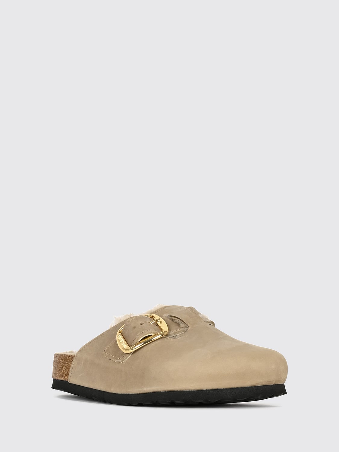 BIRKENSTOCK SCHUHE: Boston Big Buckle Mules von Birkenstock aus geöltem Leder mit Shearling-Futter, Braun - Img 2