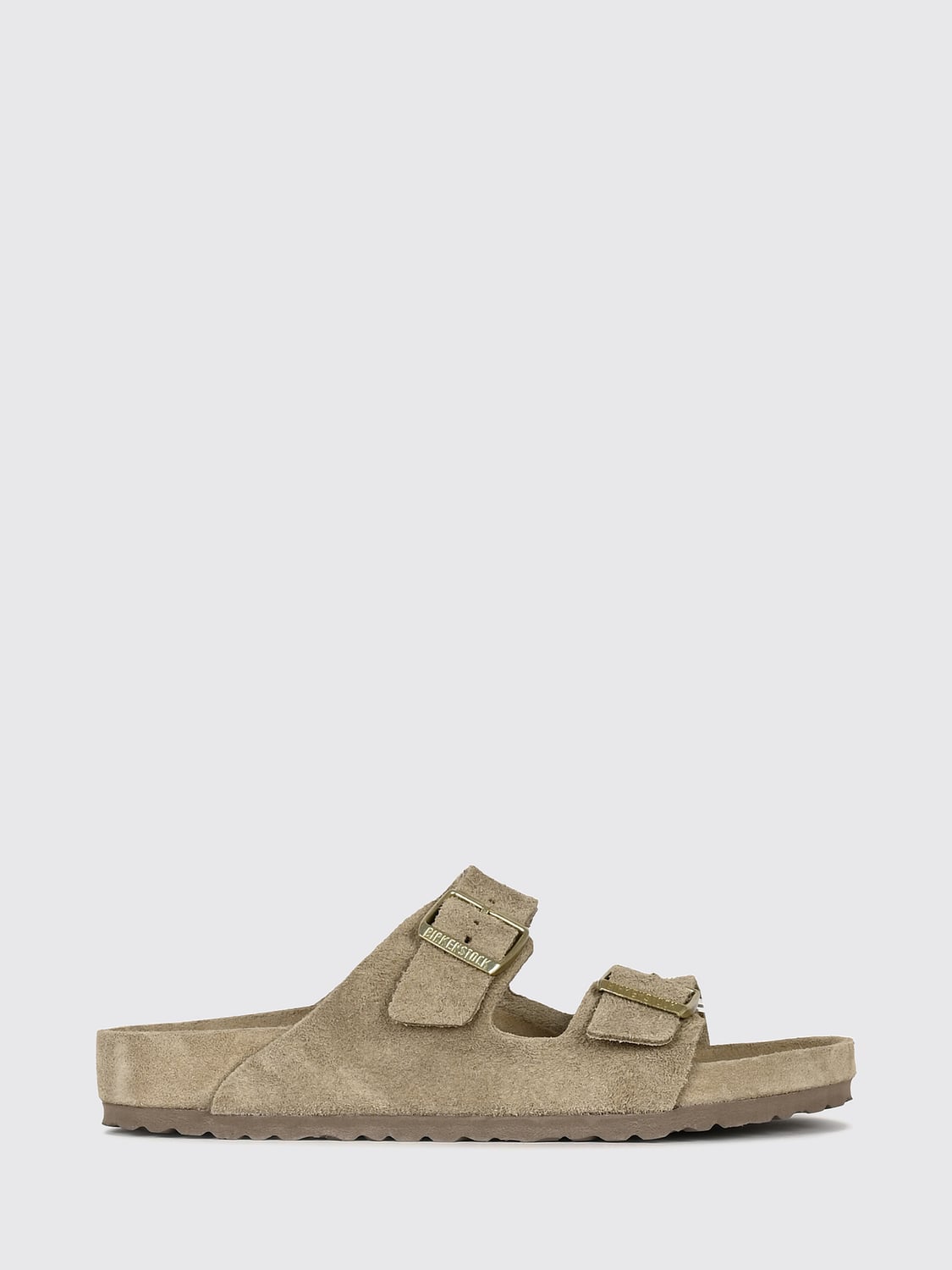 BIRKENSTOCK SANDALI: Sandali Arizona Birkenstock da uomo in pelle scamosciata, Tortora - Img 1