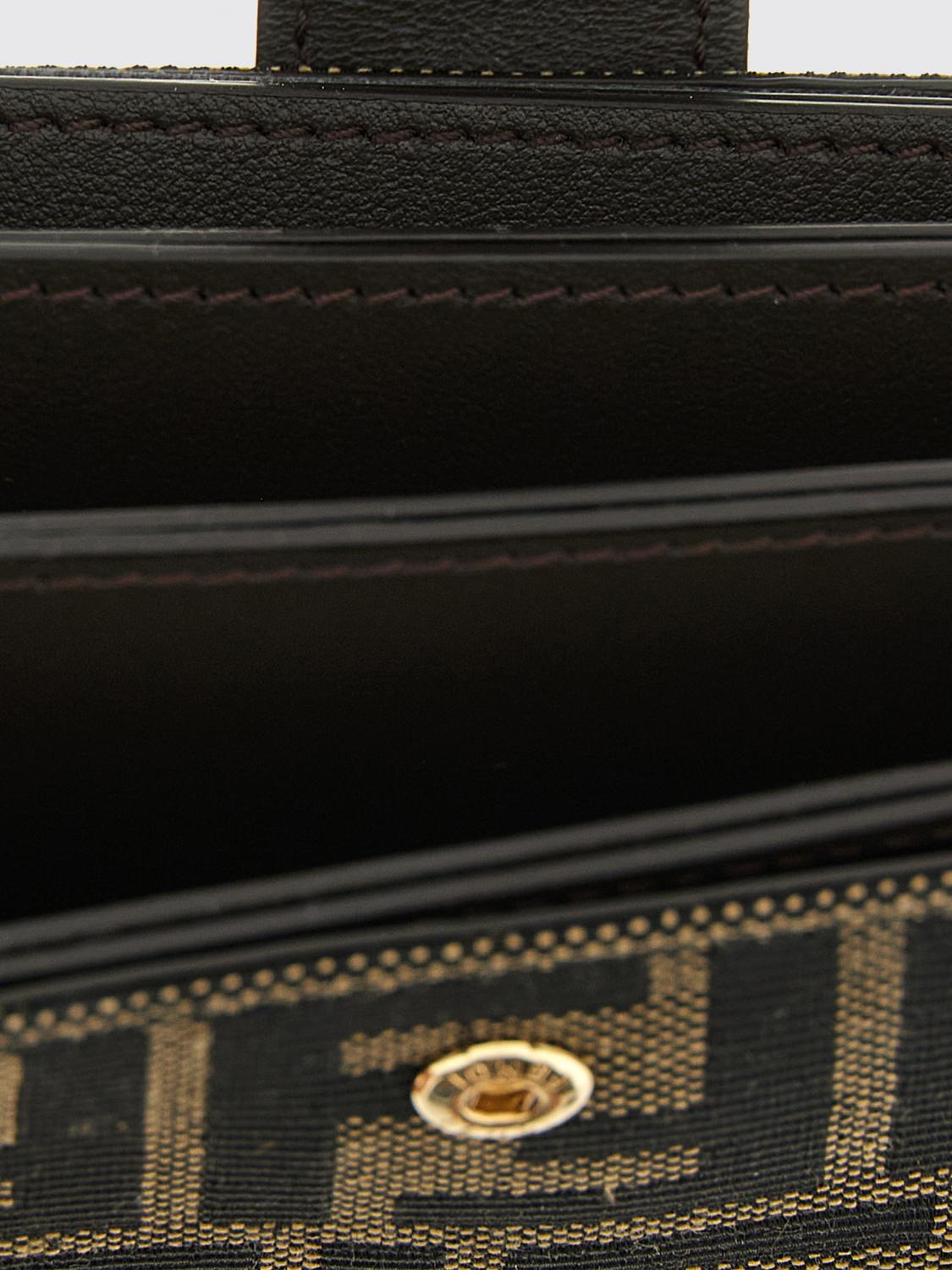 FENDI WALLET: Fendi FF Monogram Jacquard Fabric Card Holder with Snap Closure, Brown - Img 4