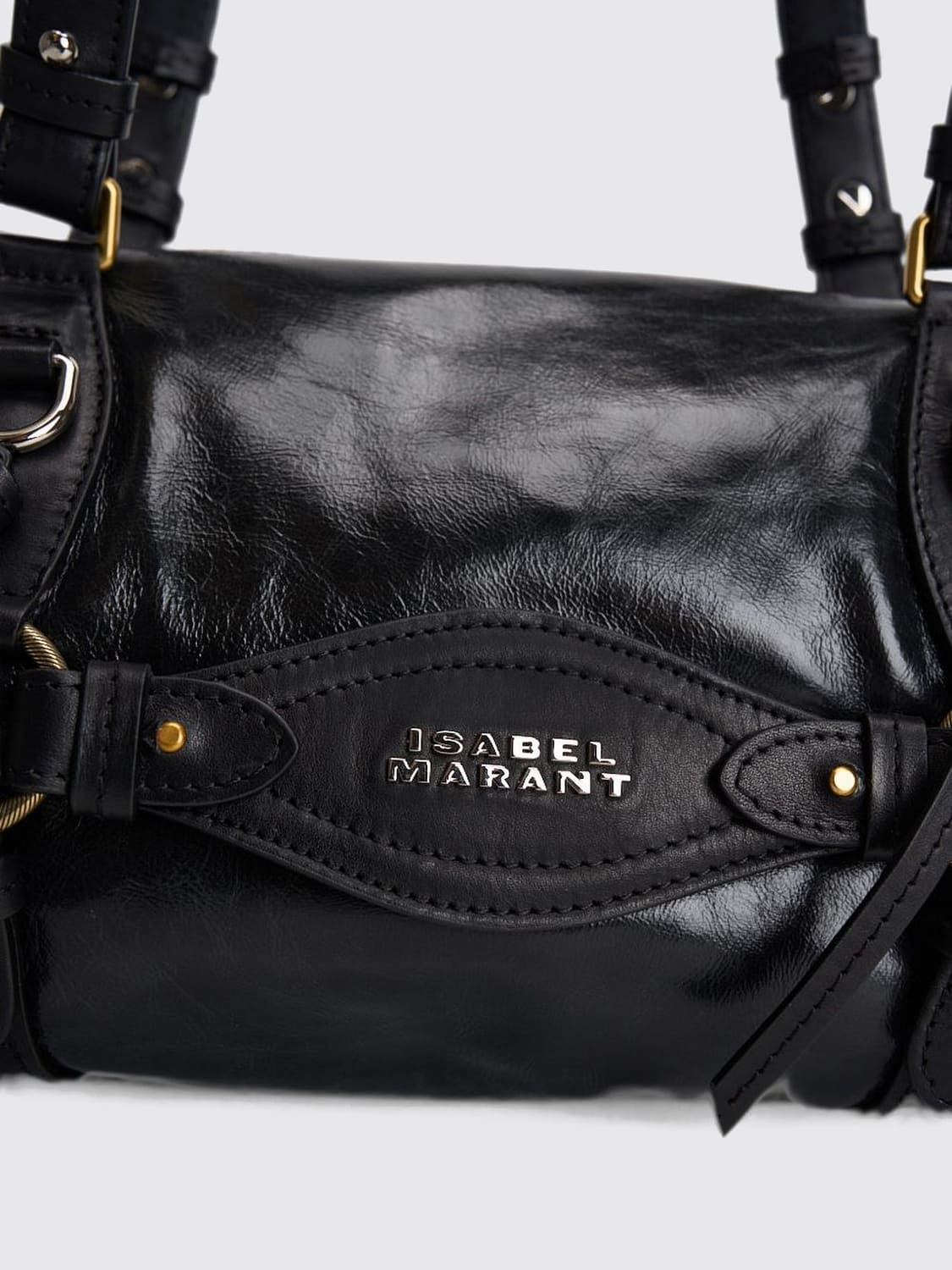 ISABEL MARANT SHOULDER BAG: Isabel Marant Tilpa Bovine Leather Double Handle Shoulder Bag, Black - Img 6