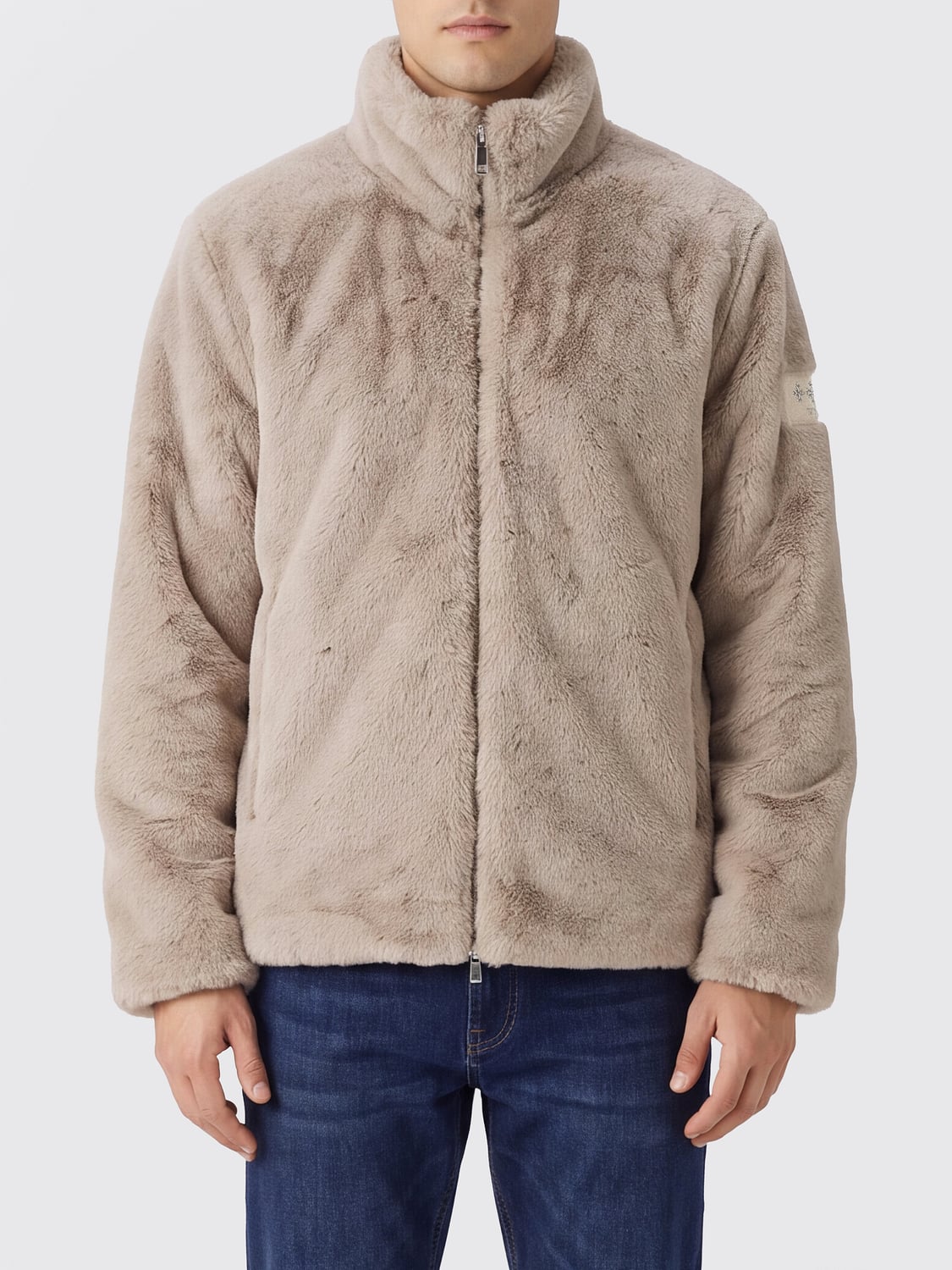 TATRAS COAT: Tatras High-Neck Faux-Fur Zip-Up Jacket, Beige - Img 1