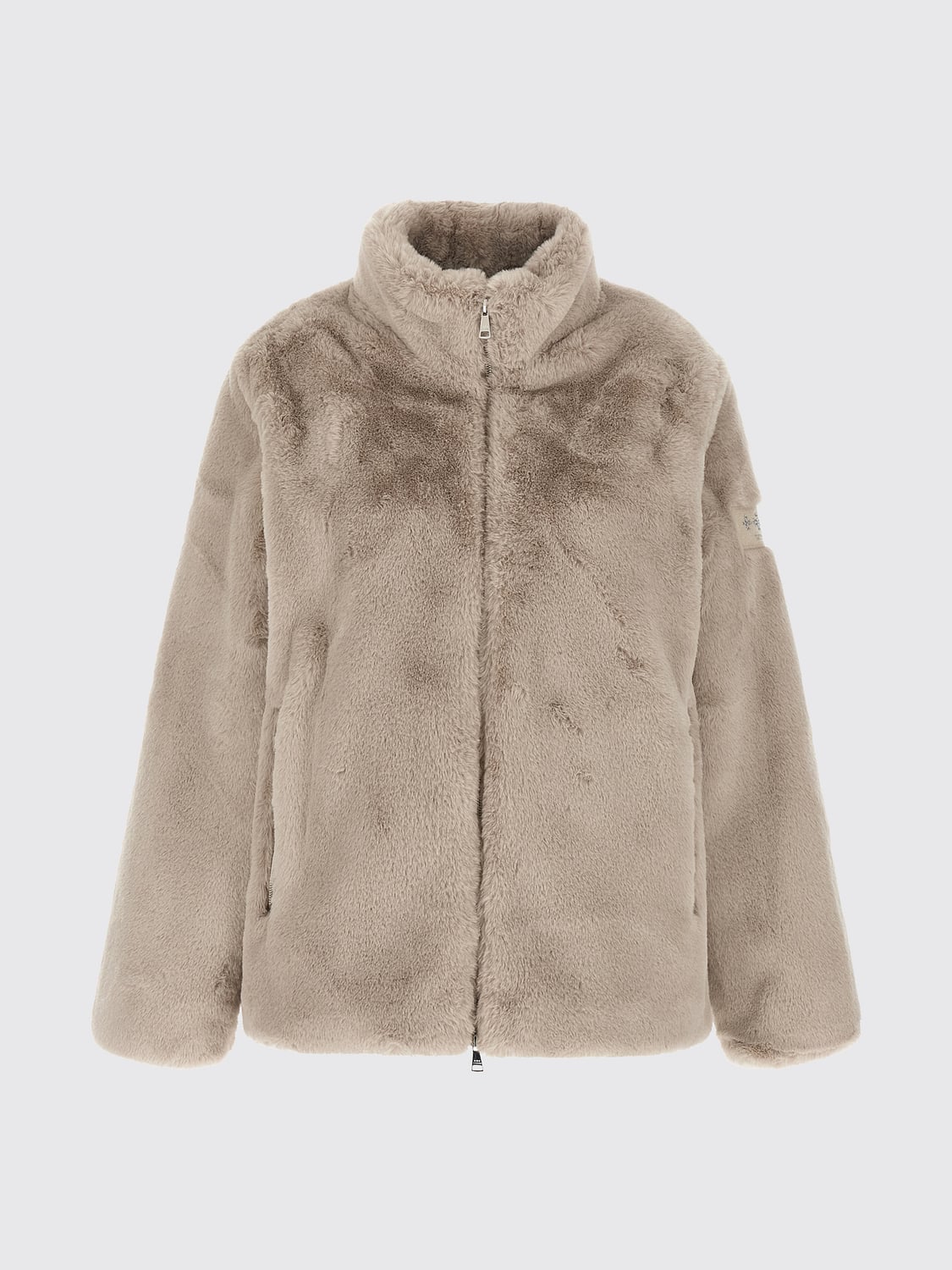 TATRAS COAT: Tatras High-Neck Faux-Fur Zip-Up Jacket, Beige - Img 2