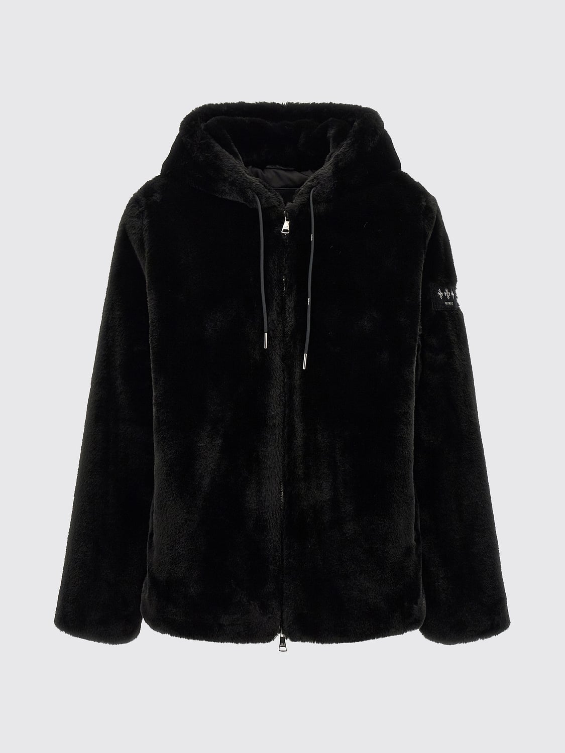 TATRAS COAT: Tatras Hooded Faux-Fur Jacket with Applied Logo, Black - Img 2