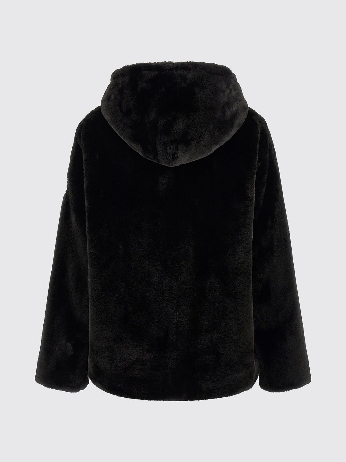 TATRAS COAT: Tatras Hooded Faux-Fur Jacket with Applied Logo, Black - Img 3