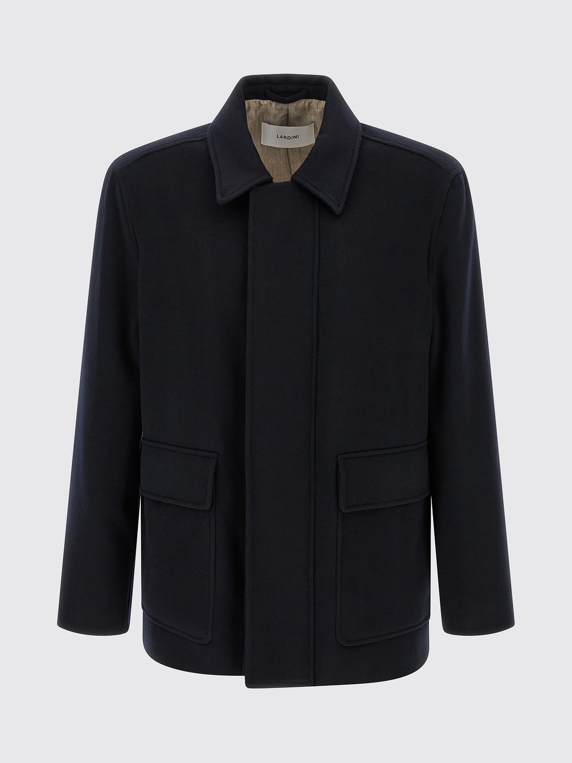 LARDINI COAT: Lardini Single-Breasted 100% Cashmere Peacoat with Concealed Closure, Blue - Img 2
