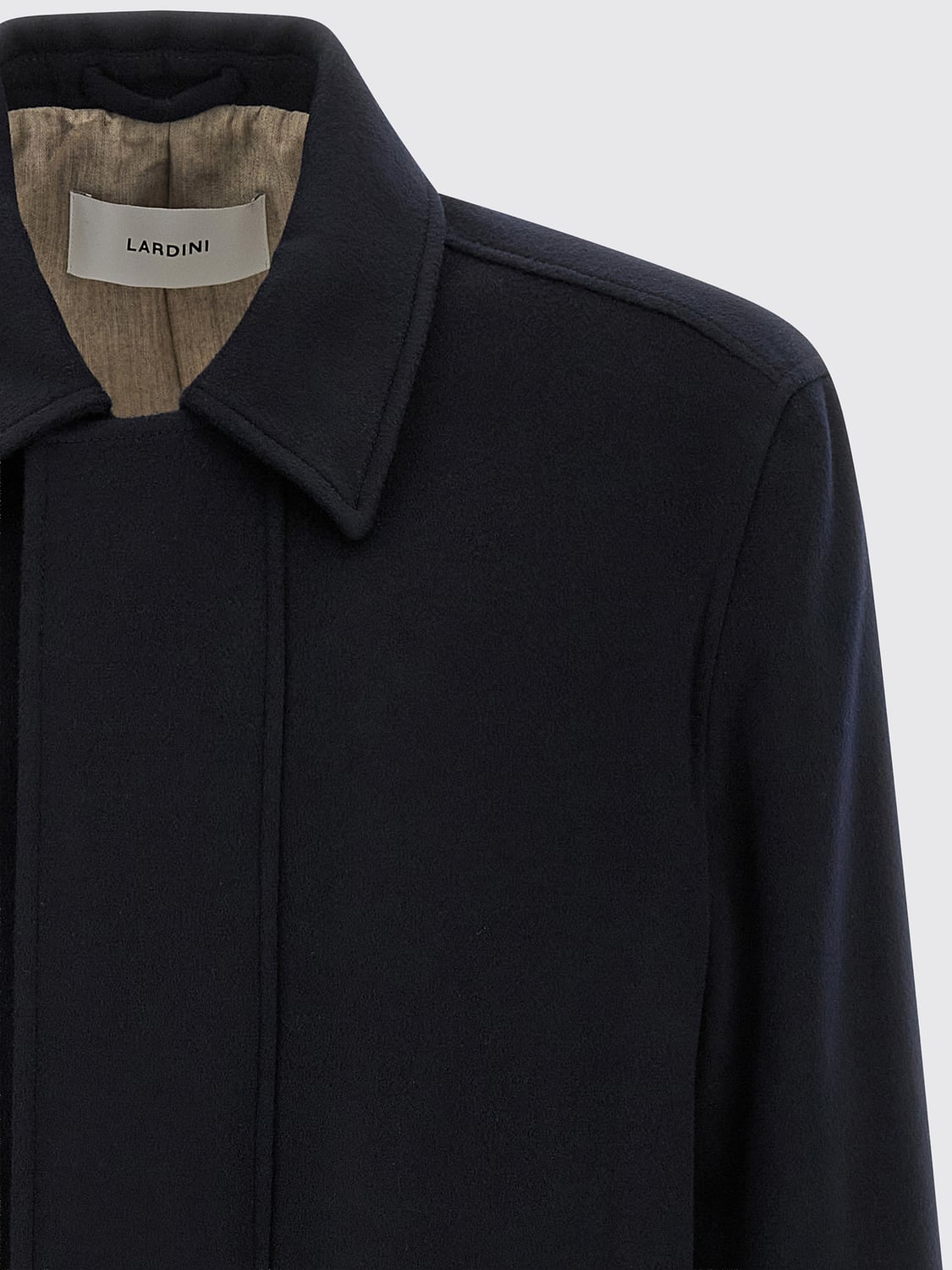 LARDINI COAT: Lardini Single-Breasted 100% Cashmere Peacoat with Concealed Closure, Blue - Img 4