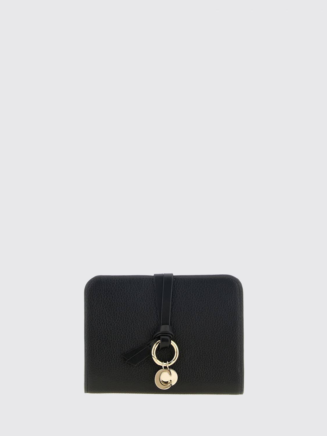 CHLOÉ 钱包: CHLOÉ 黑色小牛皮双折钱包配徽标挂饰, 黑色 - Img 1