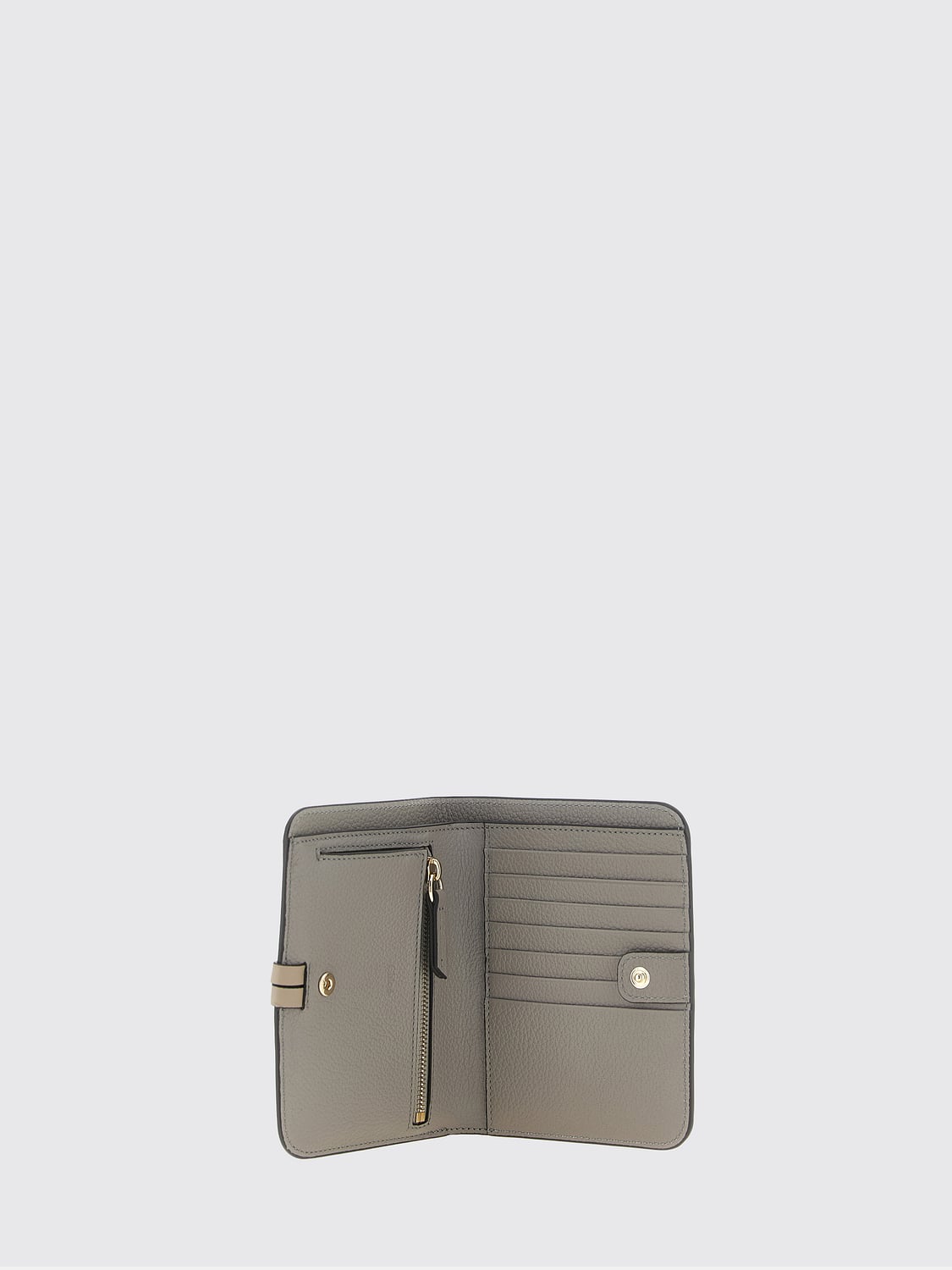 CHLOÉ WALLET: Chloé Black Calfskin Leather Bifold Wallet with Logo Charm, Grey - Img 3