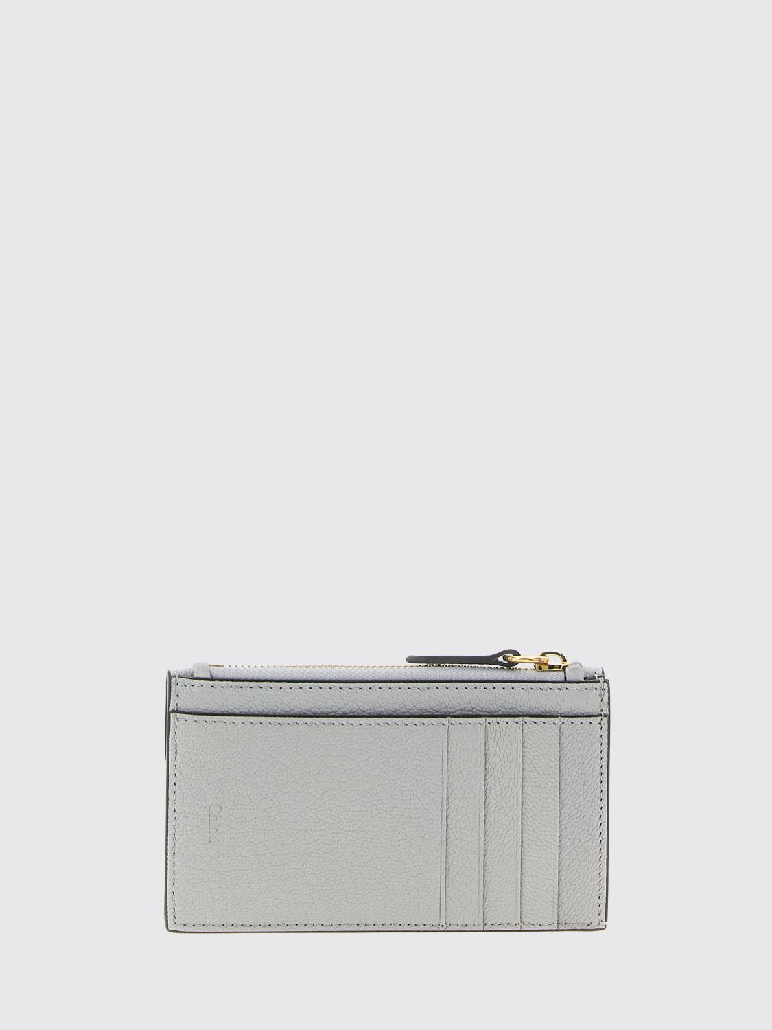 CHLOÉ WALLET: Chloé Blue Goat Leather Envelope Card Holder with Metal Logo, Blue - Img 2