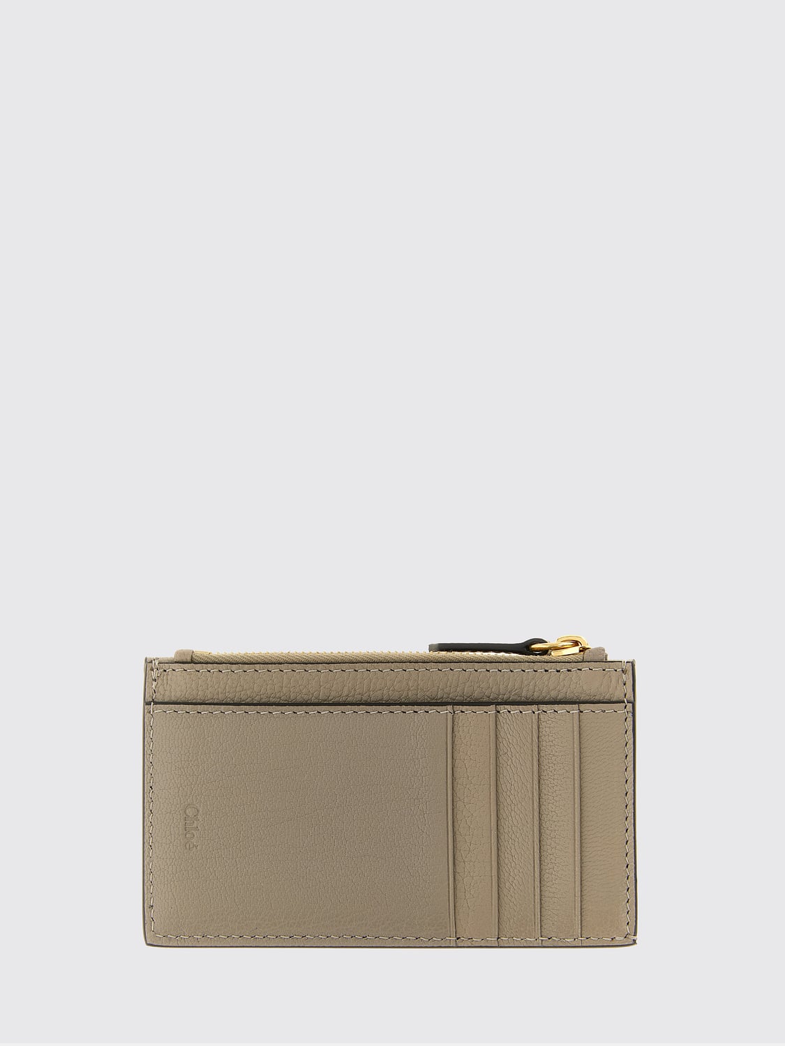 CHLOÉ 지갑: CHLOÉ 블루 고트 레더 엔벨로프 카드 홀더 (메탈 로고), 베이지 - Img 2