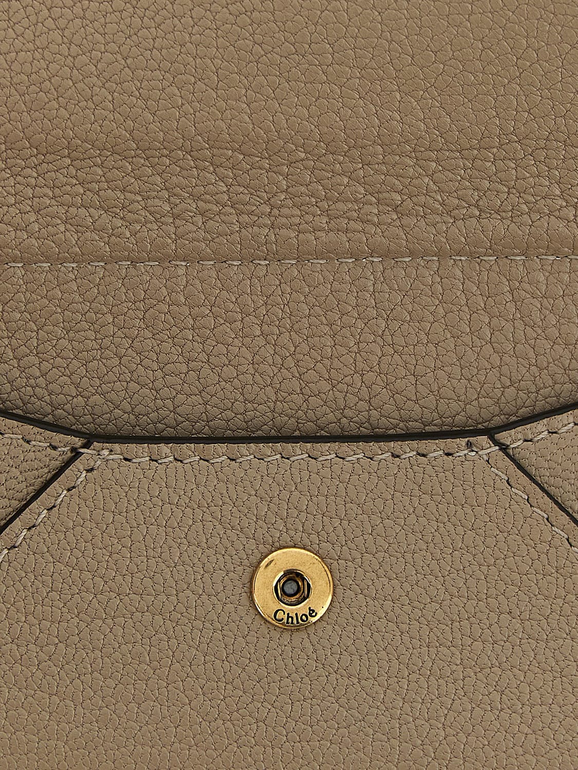 CHLOÉ 지갑: CHLOÉ 블루 고트 레더 엔벨로프 카드 홀더 (메탈 로고), 베이지 - Img 3