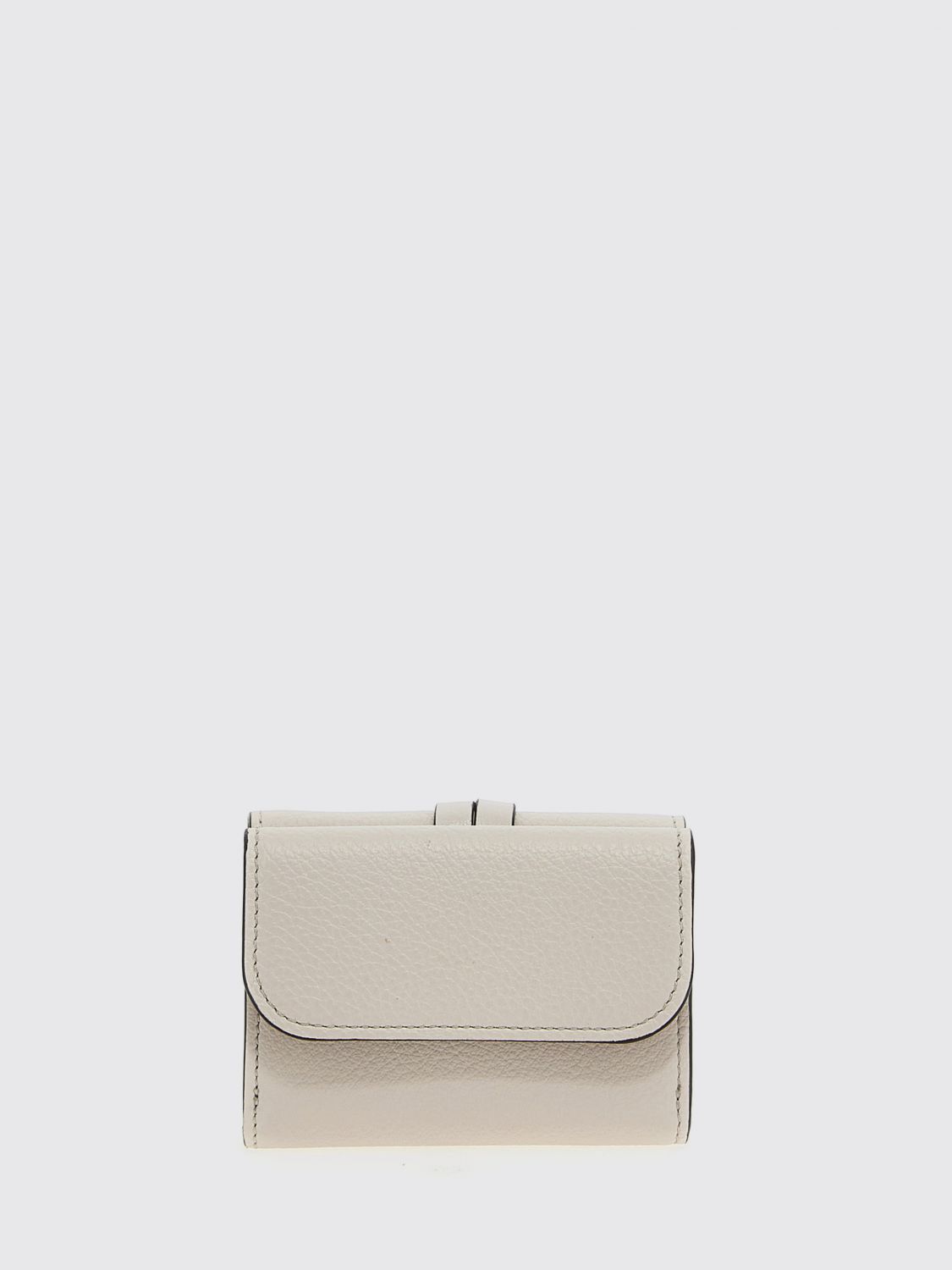 CHLOÉ GELDBÖRSE: Chloé Kleines Trifold-Portemonnaie aus grauem Kalbsleder mit Anhänger, Grau - Img 3