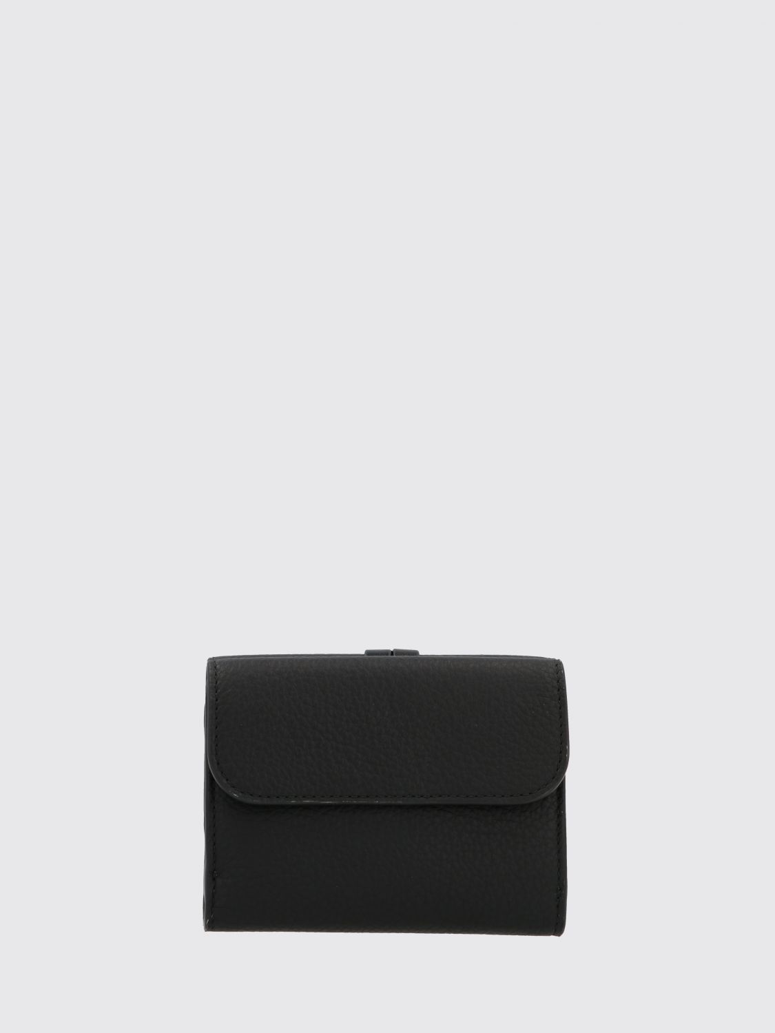 CHLOÉ CARTERA: Cartera trifold Chloé de piel de ternera negra con charm del logo, Negro - Img 3