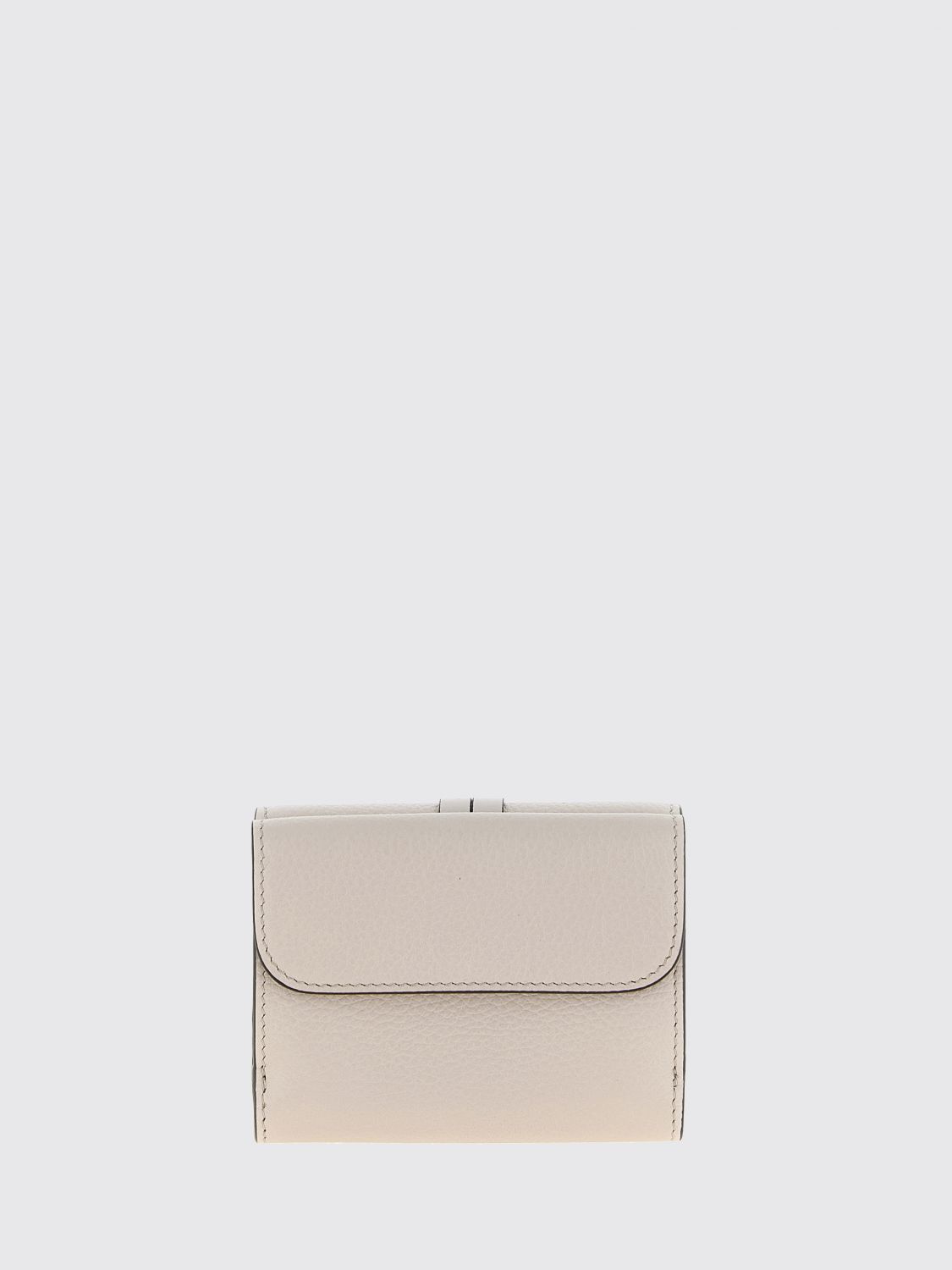 CHLOÉ 財布: CHLOÉ ブラックカーフスキンレザー ロゴチャーム付き三つ折りウォレット, グレー 1 - Img 3