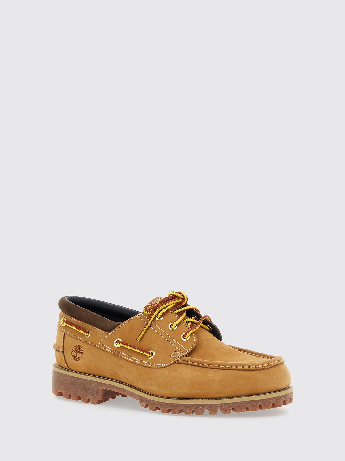 TIMBERLAND MOCASSINI: Scarpe da barca Timberland in pelle nabuk con logo impresso e suola dentellata, Beige - Img 2