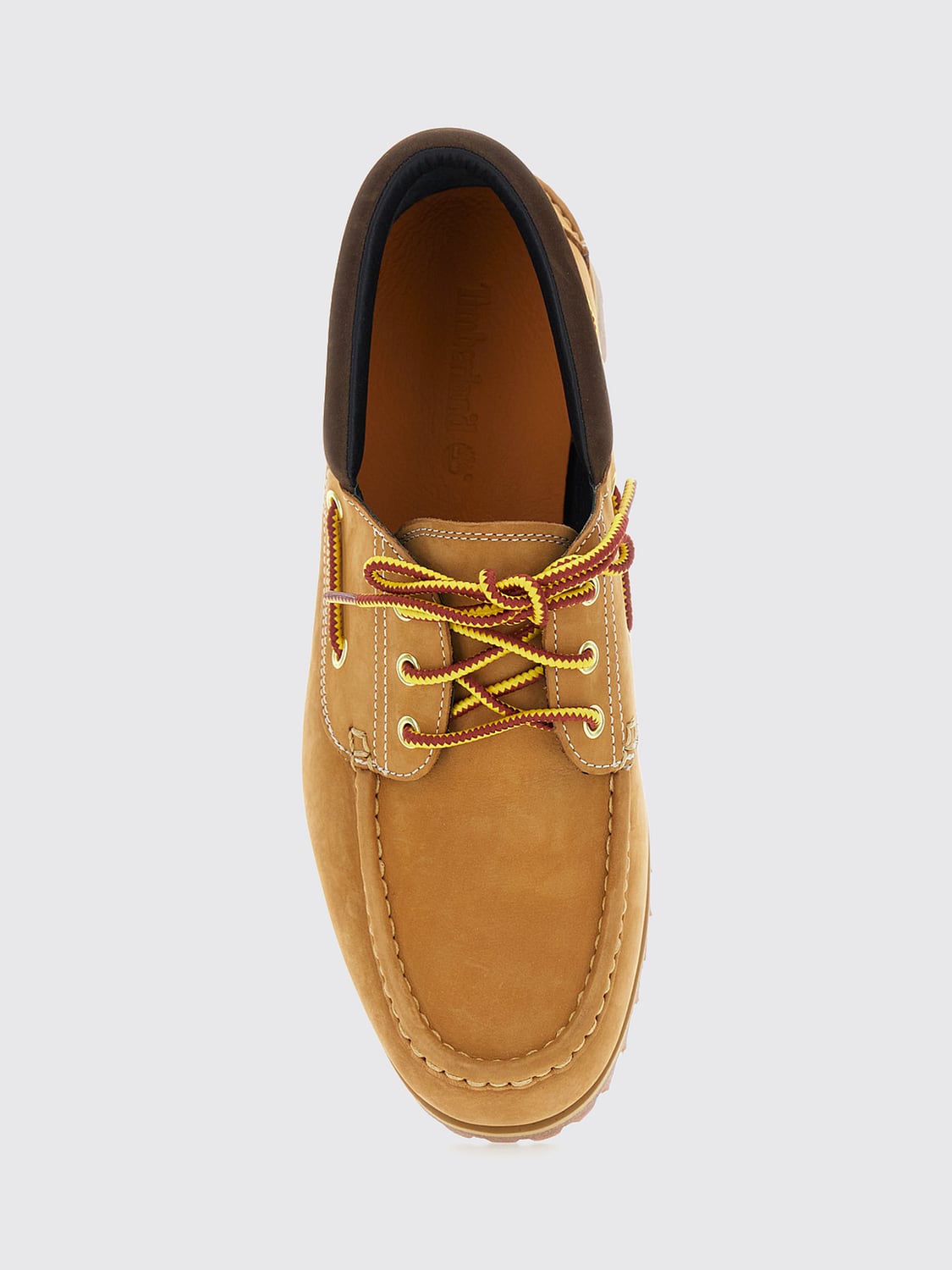 TIMBERLAND MOCASSINI: Scarpe da barca Timberland in pelle nabuk con logo impresso e suola dentellata, Beige - Img 4