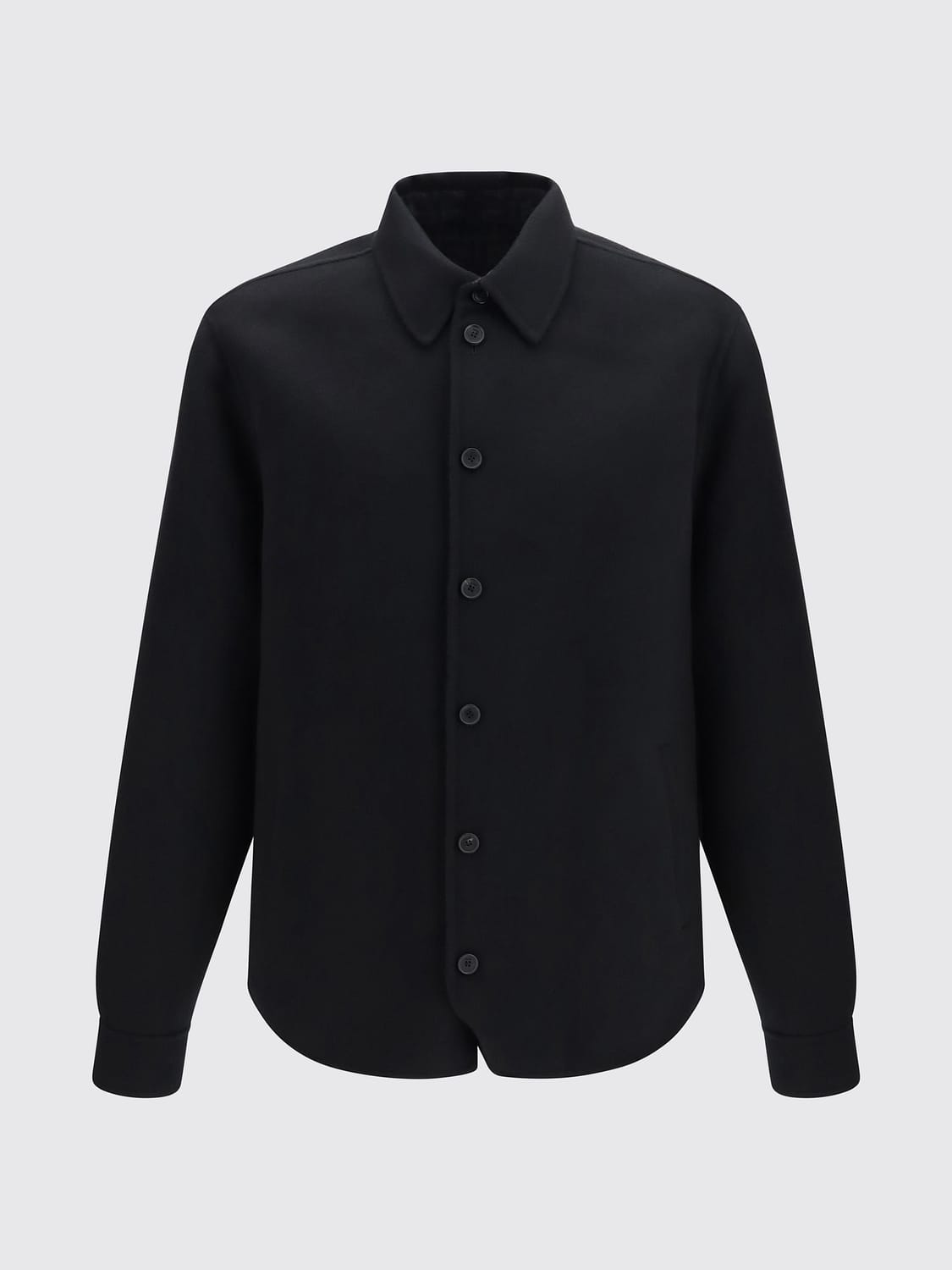 FENDI SHIRT: Classic Shirt FENDI in Virgin Wool and Silk Blend with Classic Collar, Black - Img 2