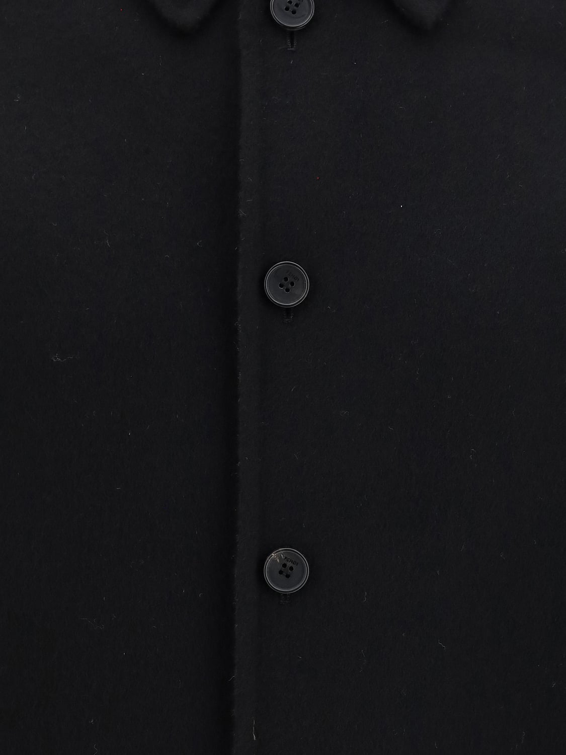 FENDI SHIRT: Classic Shirt FENDI in Virgin Wool and Silk Blend with Classic Collar, Black - Img 4