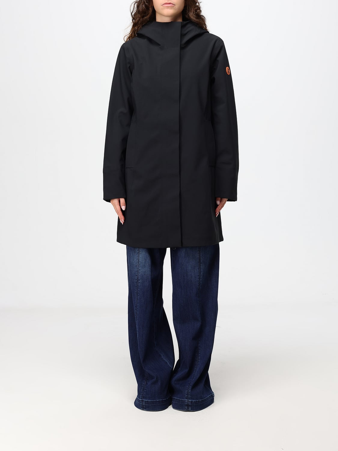 SAVE THE DUCK CAPPOTTO: Parka al ginocchio Save The Duck in poliestere con cappuccio imbottito, Nero - Img 1