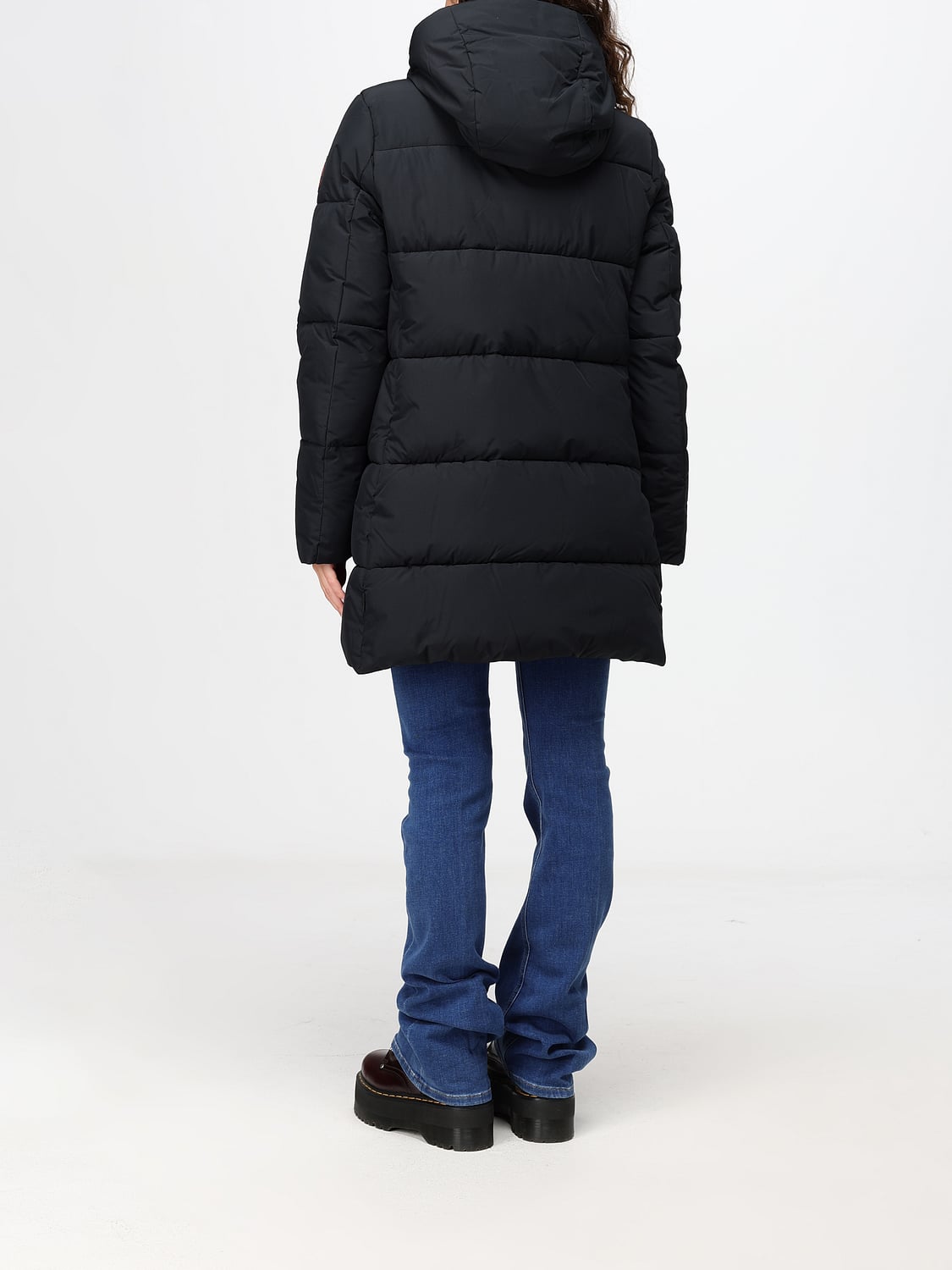SAVE THE DUCK CHAQUETA: Chaqueta acolchada Save The Duck hasta la rodilla con capucha y cuello alto, Negro - Img 2