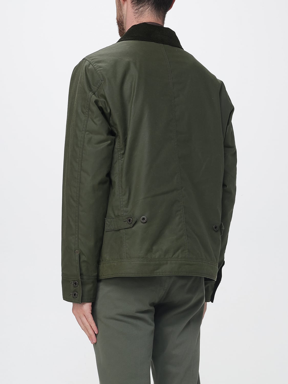 FILSON JACKET: Cotton Shirt Jacket FILSON with Corduroy Collar and Patch Pockets, Green - Img 2