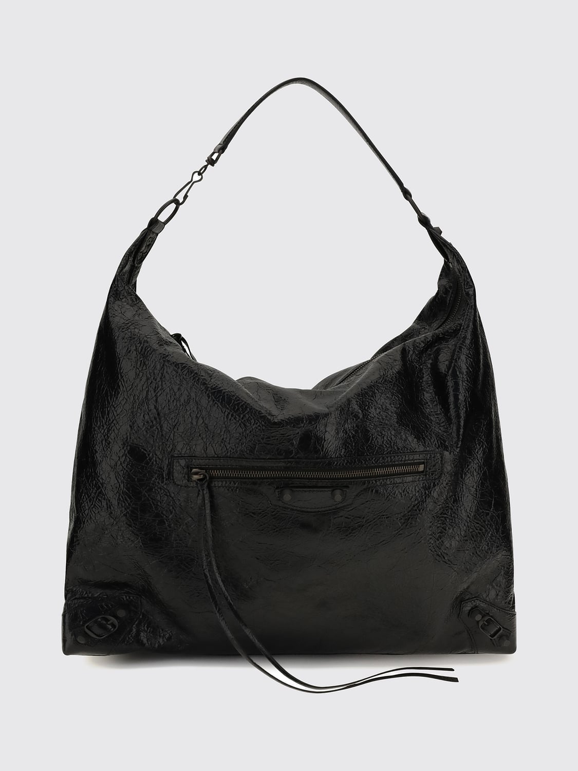 BALENCIAGA BORSA A SPALLA: Borsa a spalla Le City Balenciaga in pelle di agnello Arena con borchie, Nero - Img 1