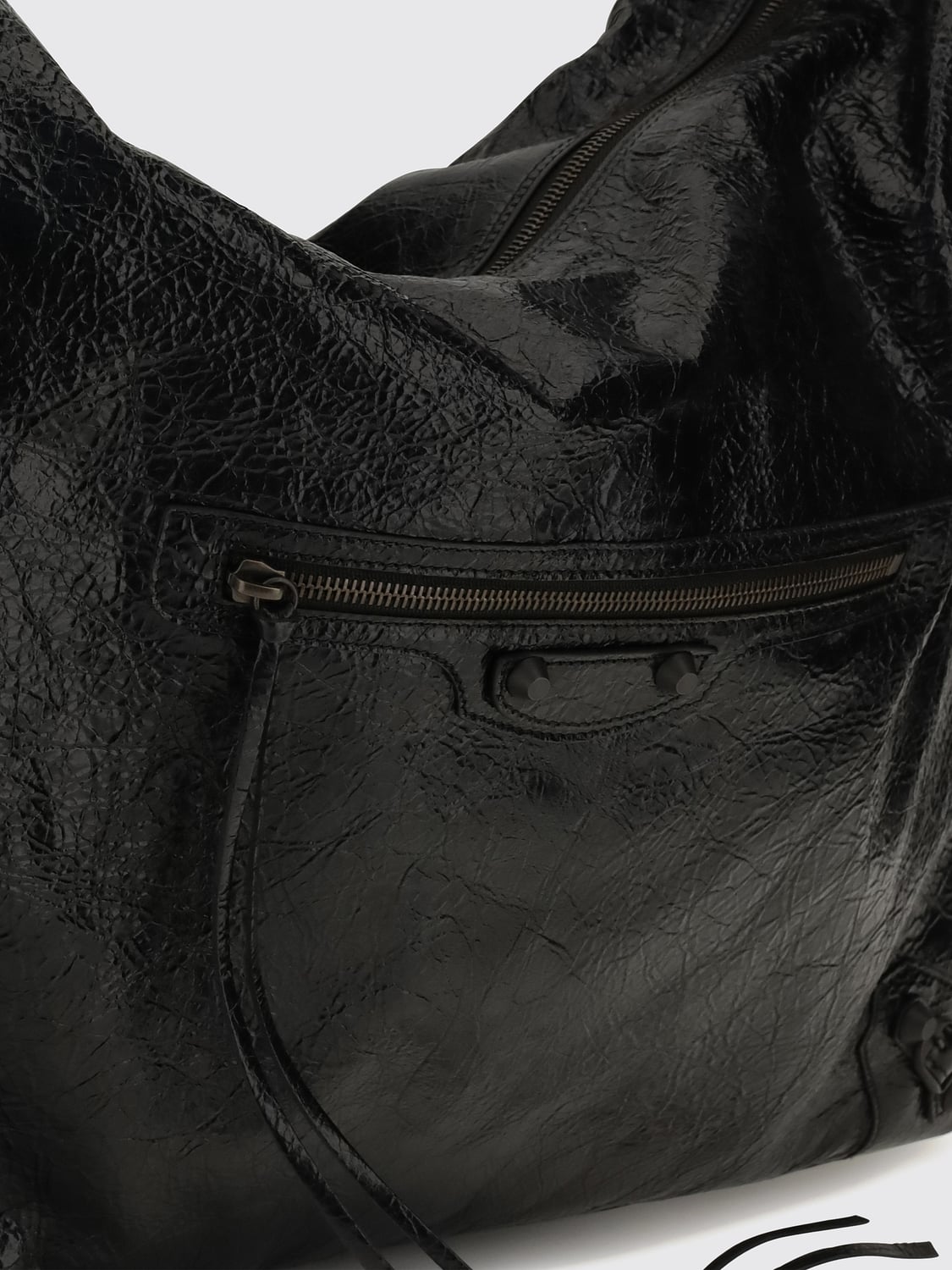 BALENCIAGA BORSA A SPALLA: Borsa a spalla Le City Balenciaga in pelle di agnello Arena con borchie, Nero - Img 3