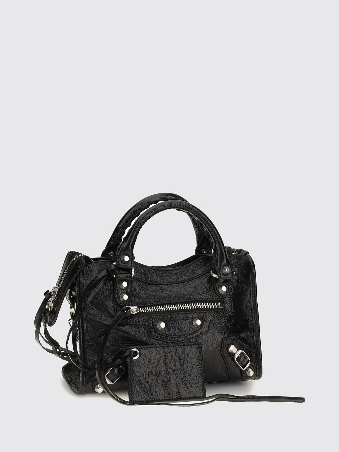 BALENCIAGA BORSA A MANO: Borsa a mano Le City Balenciaga in pelle di agnello Arena con borchie e tracolla, Nero - Img 2