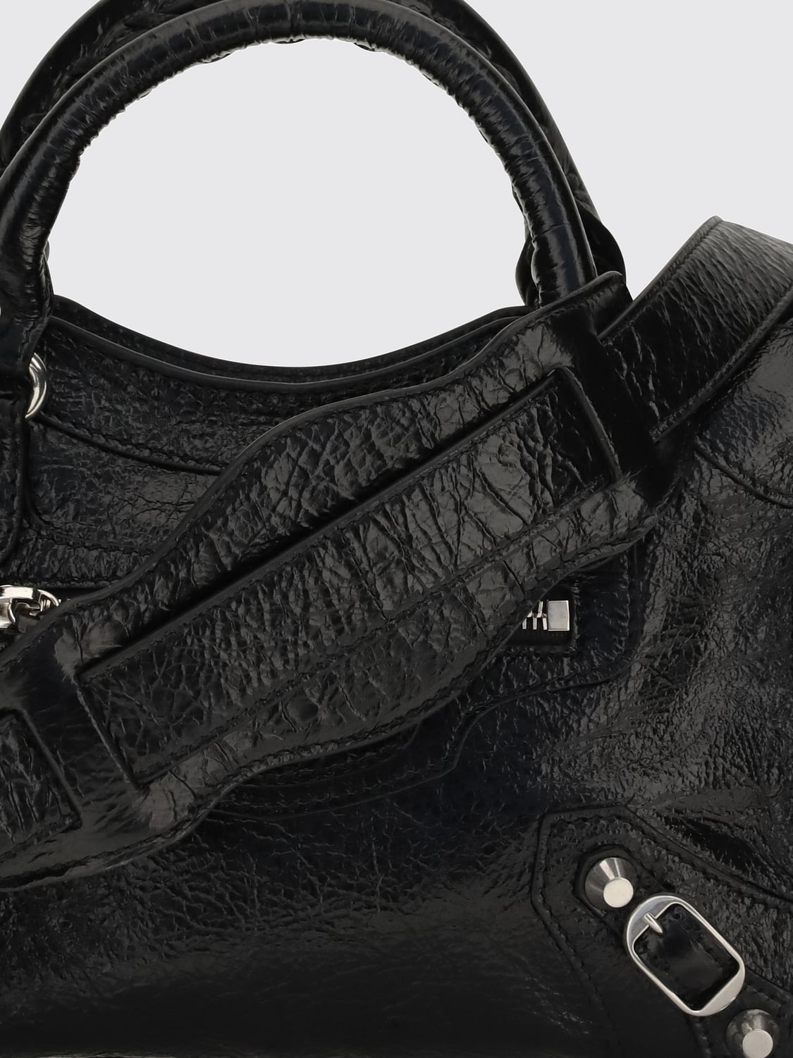 BALENCIAGA BORSA A MANO: Borsa a mano Le City Balenciaga in pelle di agnello Arena con borchie e tracolla, Nero - Img 3