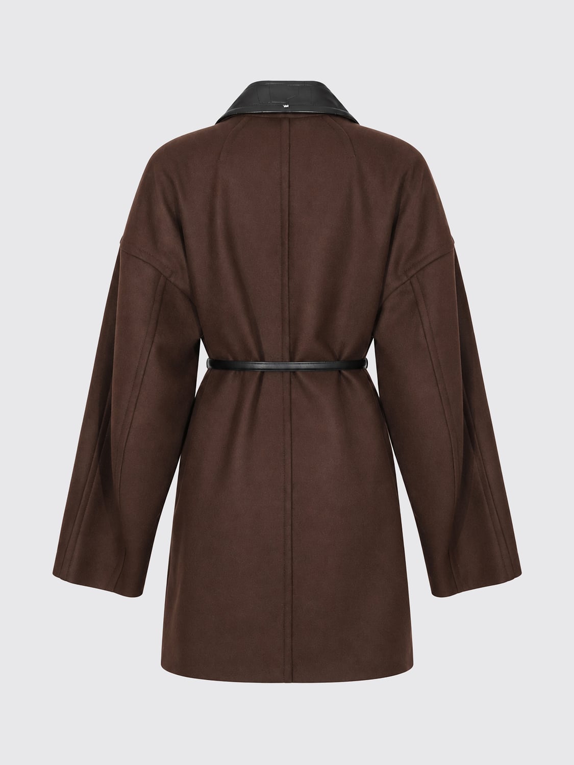 SPORTMAX MANTEL: Zweireihiger Mantel von Sportmax aus Schurwolle mit Relaxed Fit und Gürtel, Kakao - Img 3