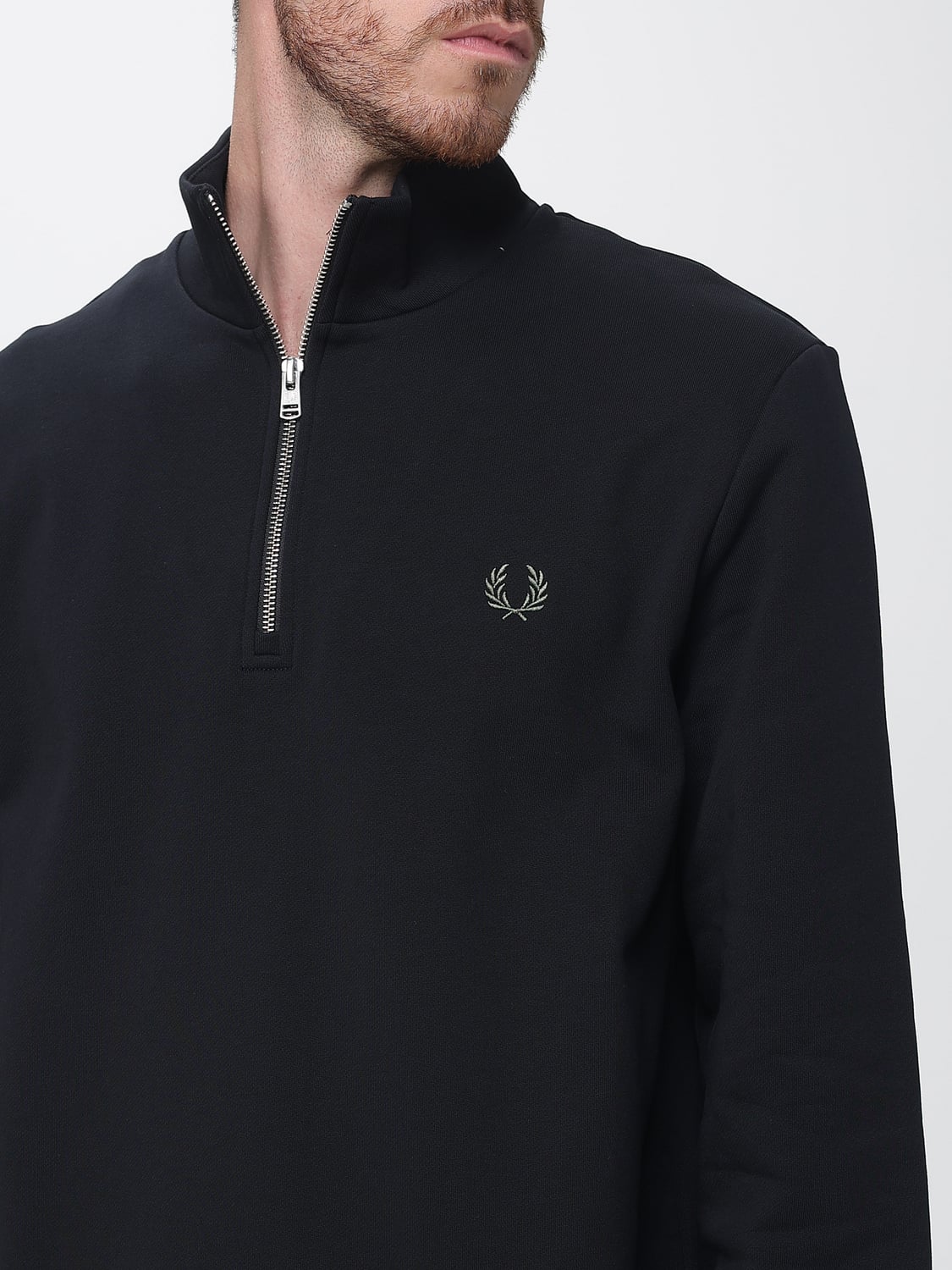 FRED PERRY SUDADERA: Sudadera de cuello alto Fred Perry de algodón con media cremallera, Negro - Img 3