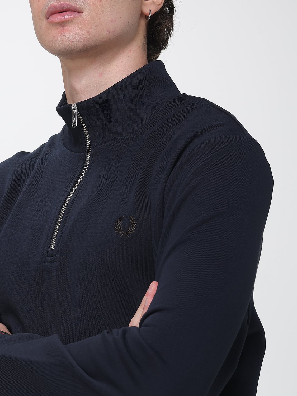 FRED PERRY SWEATSHIRT: High Neck Half-Zip Cotton Sweatshirt Fred Perry, Navy - Img 3