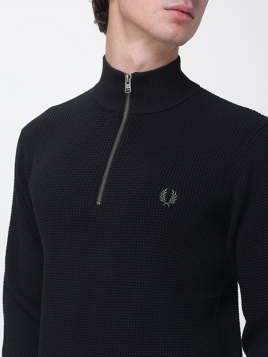 FRED PERRY SWEATER: Half-Zip High Neck Cotton Jumper Fred Perry, Black - Img 3