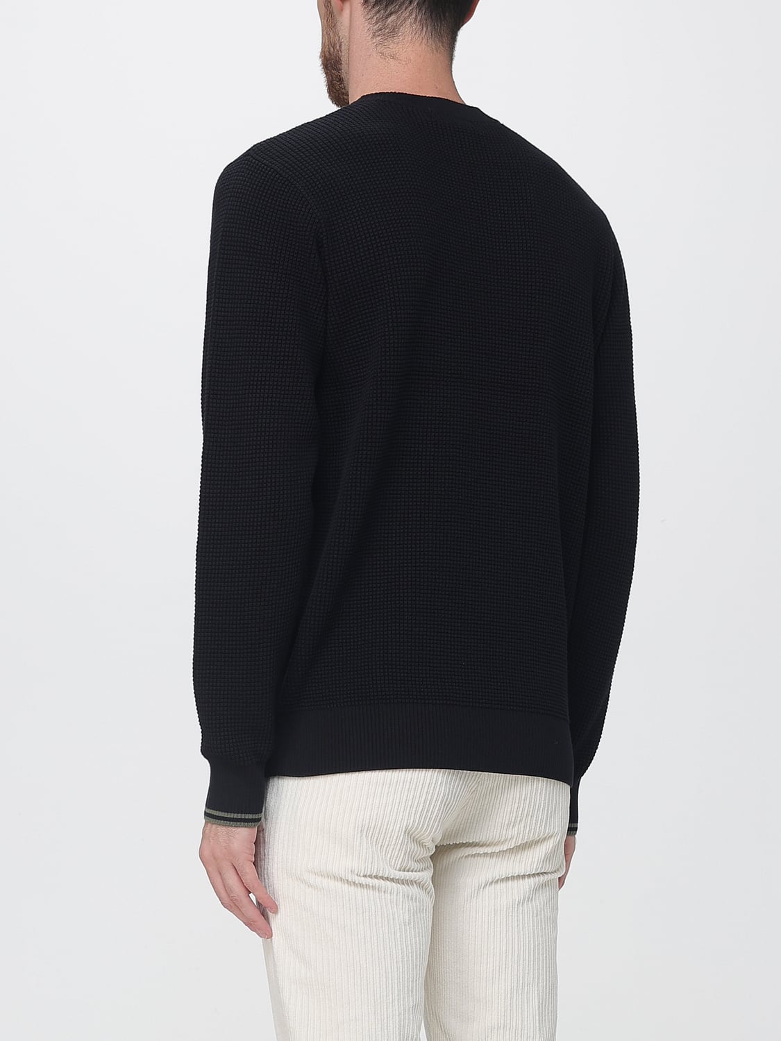 FRED PERRY SWEATSHIRT: Crew Neck Cotton Jumper Fred Perry with Contrasting Embroidered Logo, Black - Img 2