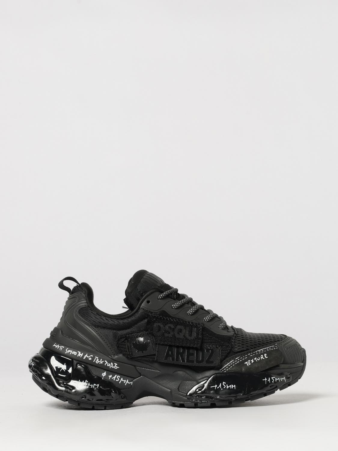 DSQUARED2 SNEAKERS: Low-Top-Sneakers Faster Dsquared2 mit Slogan-Print und gekerbter Sohle, Schwarz - Img 1